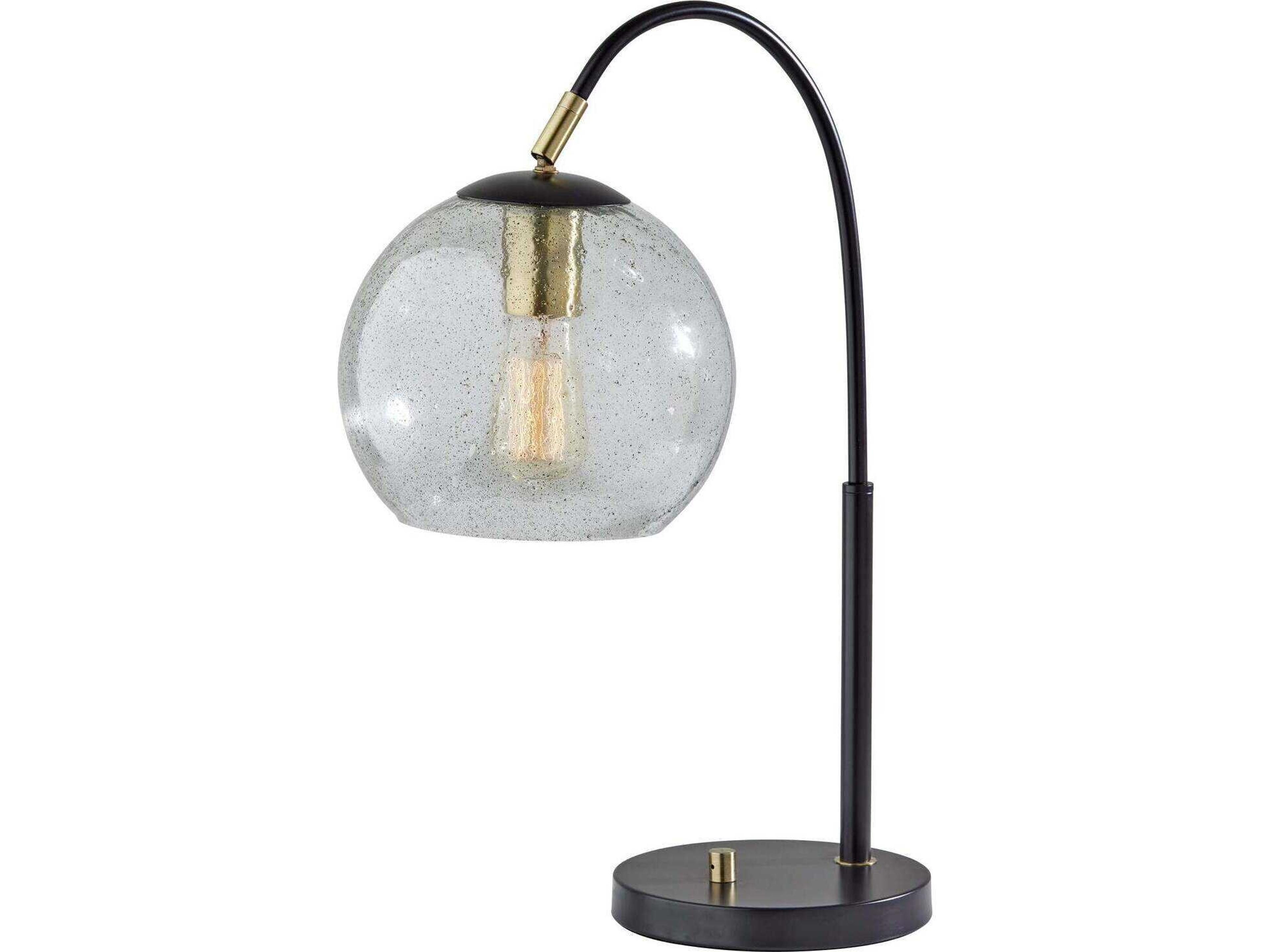 Adesso Edie Dark Bronze Brass Speckled Glass Desk Lamp