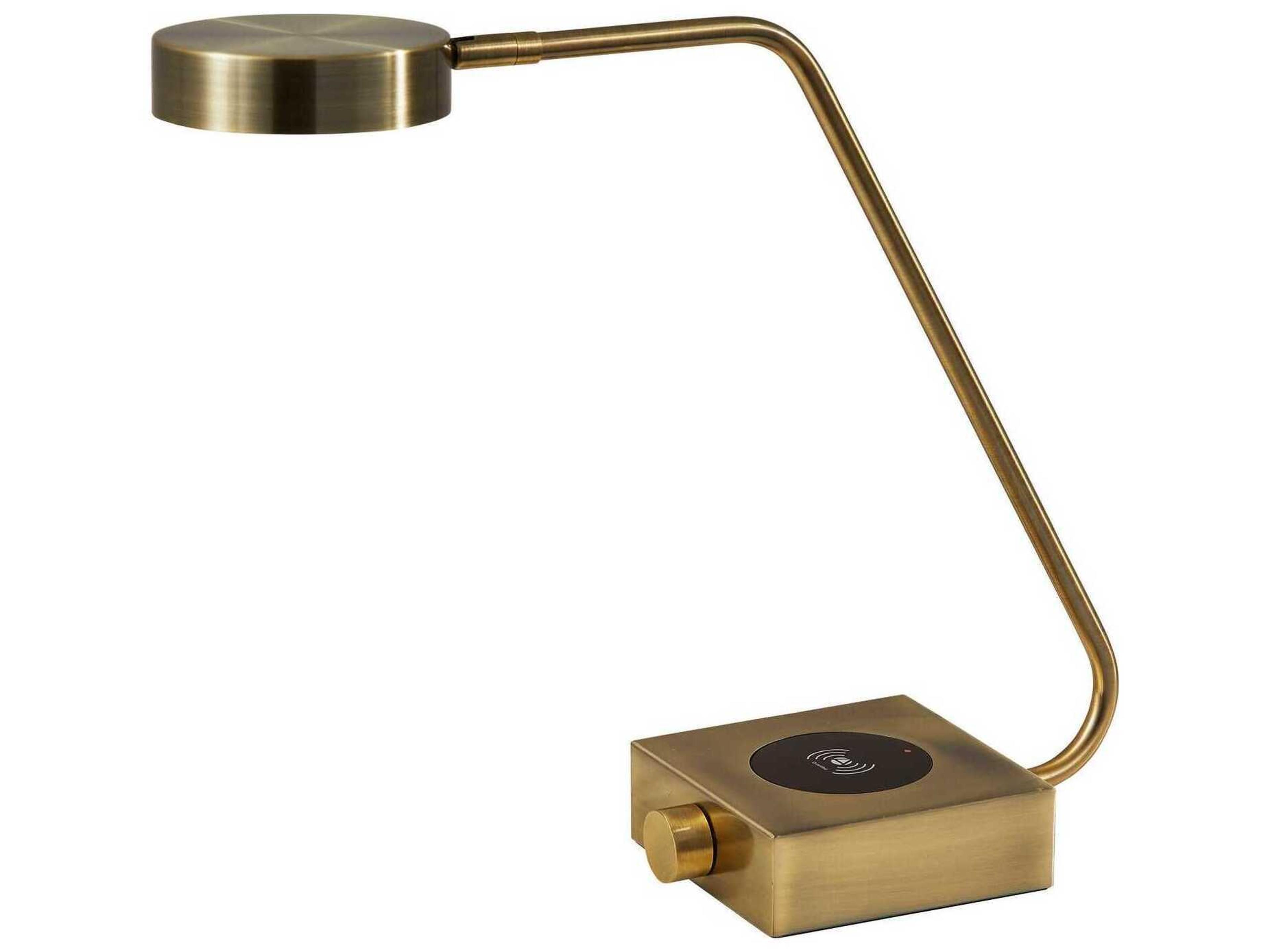 Adesso Conrad Matte Black Antique Brass Metal Desk Lamp