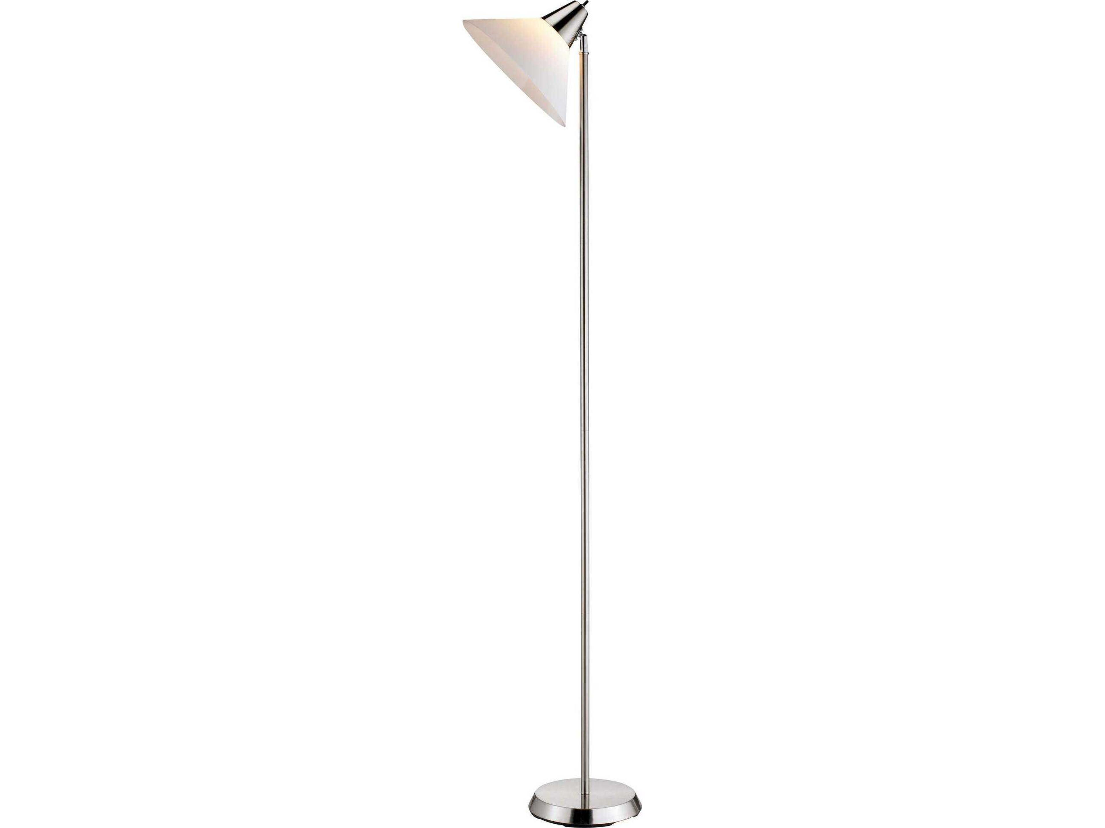 Adesso Swivel Brushed Steel White Plastic Floor Lamp