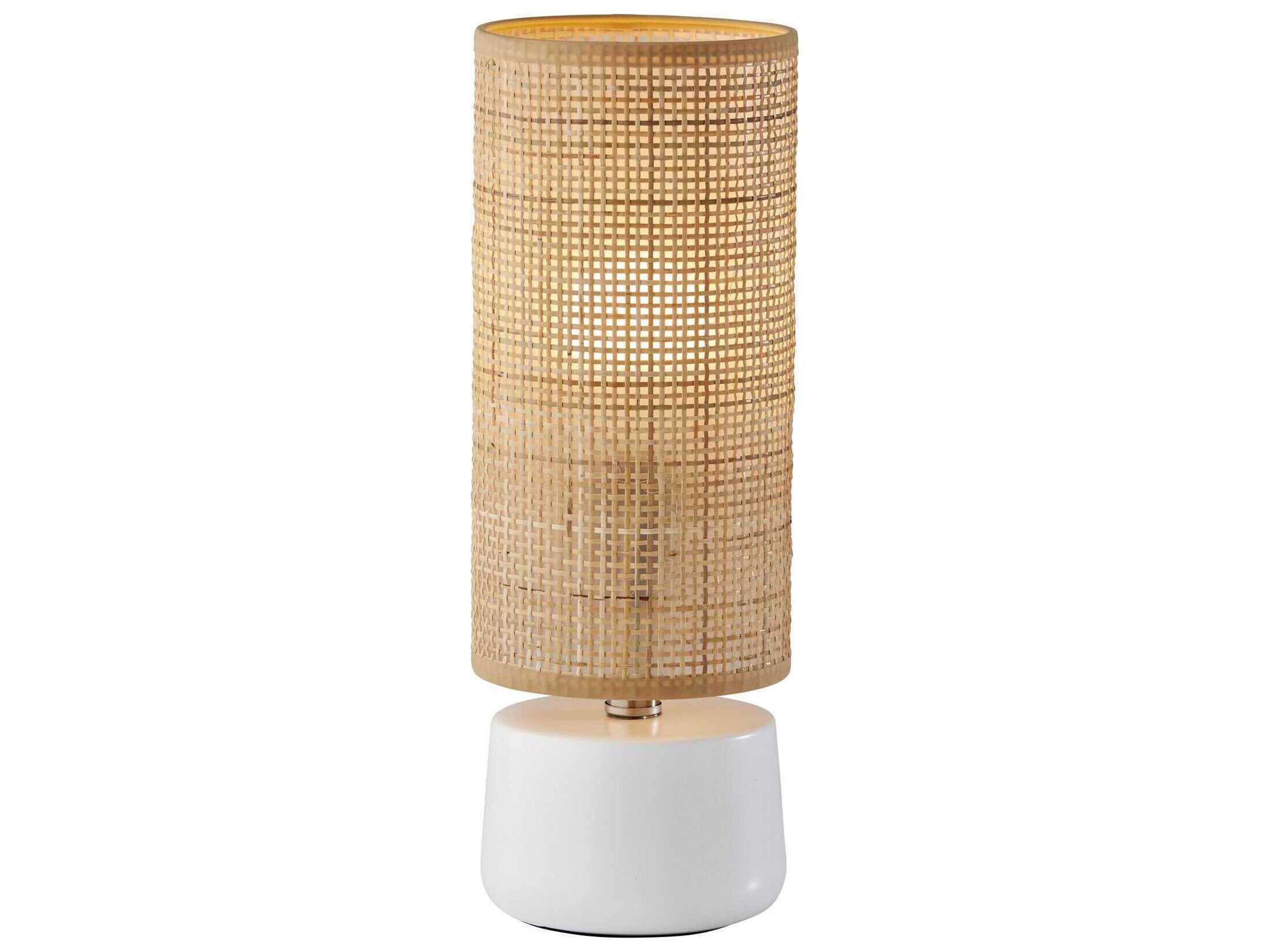 Adesso Sheffield White Rattan Table Lamp