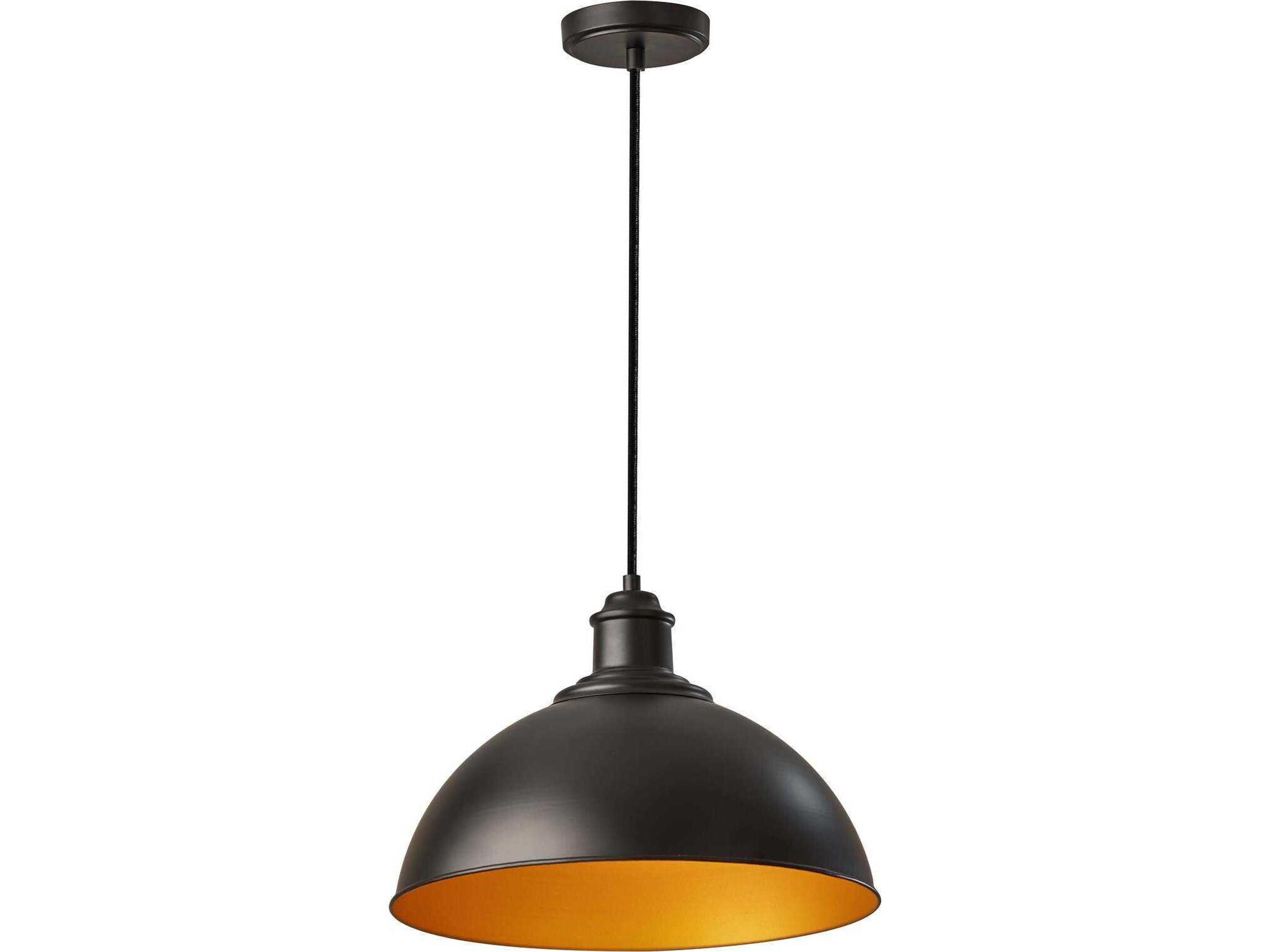 Adesso Wallace Black Gold Dome Pendant