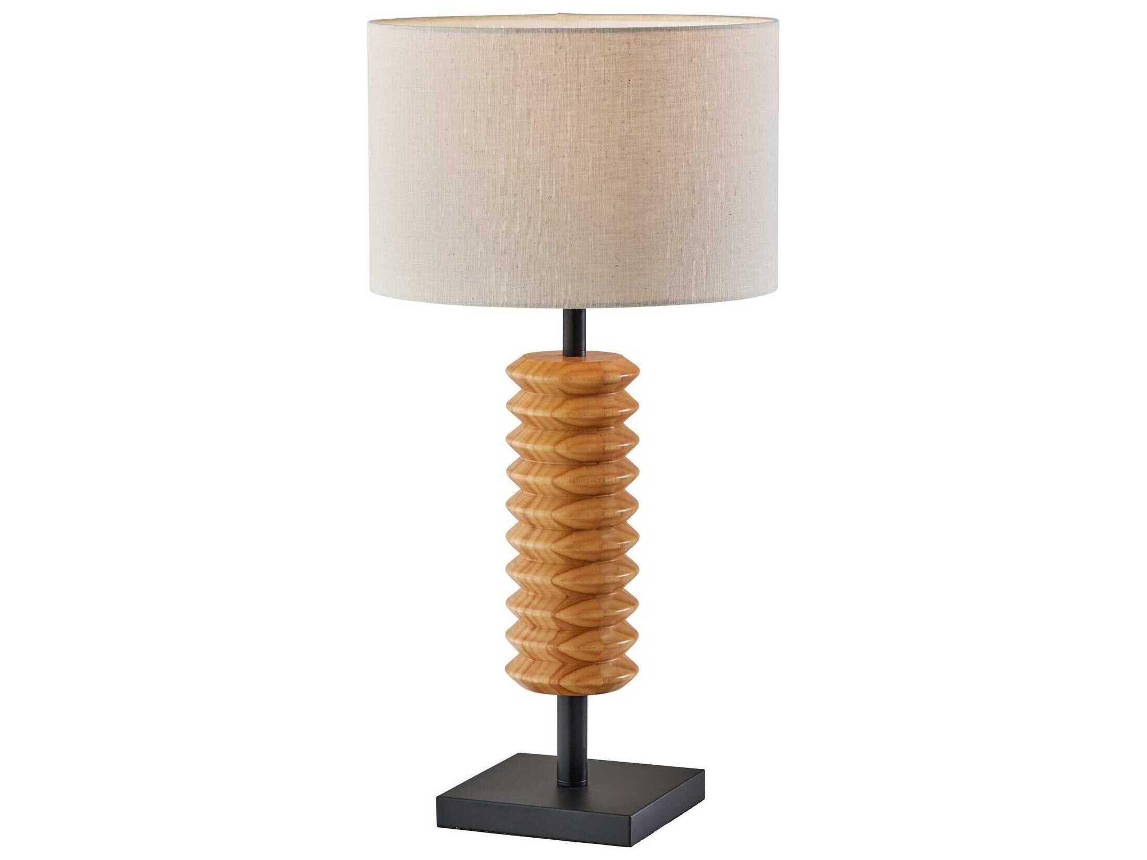 Adesso Judith Black Natural Cream Textured Fabric Buffet Lamp