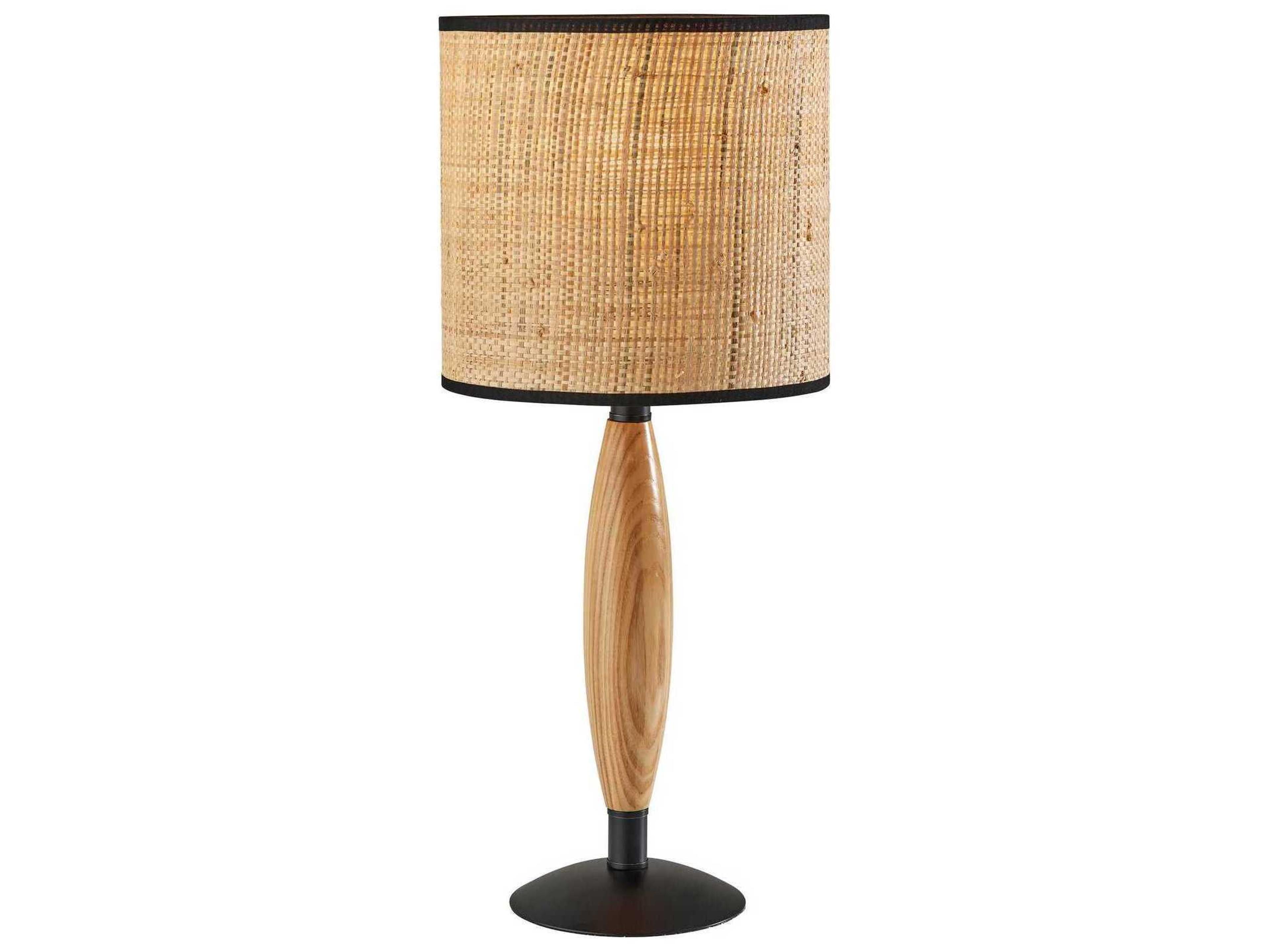 Adesso Cayman Black Natural Brown Table Lamp
