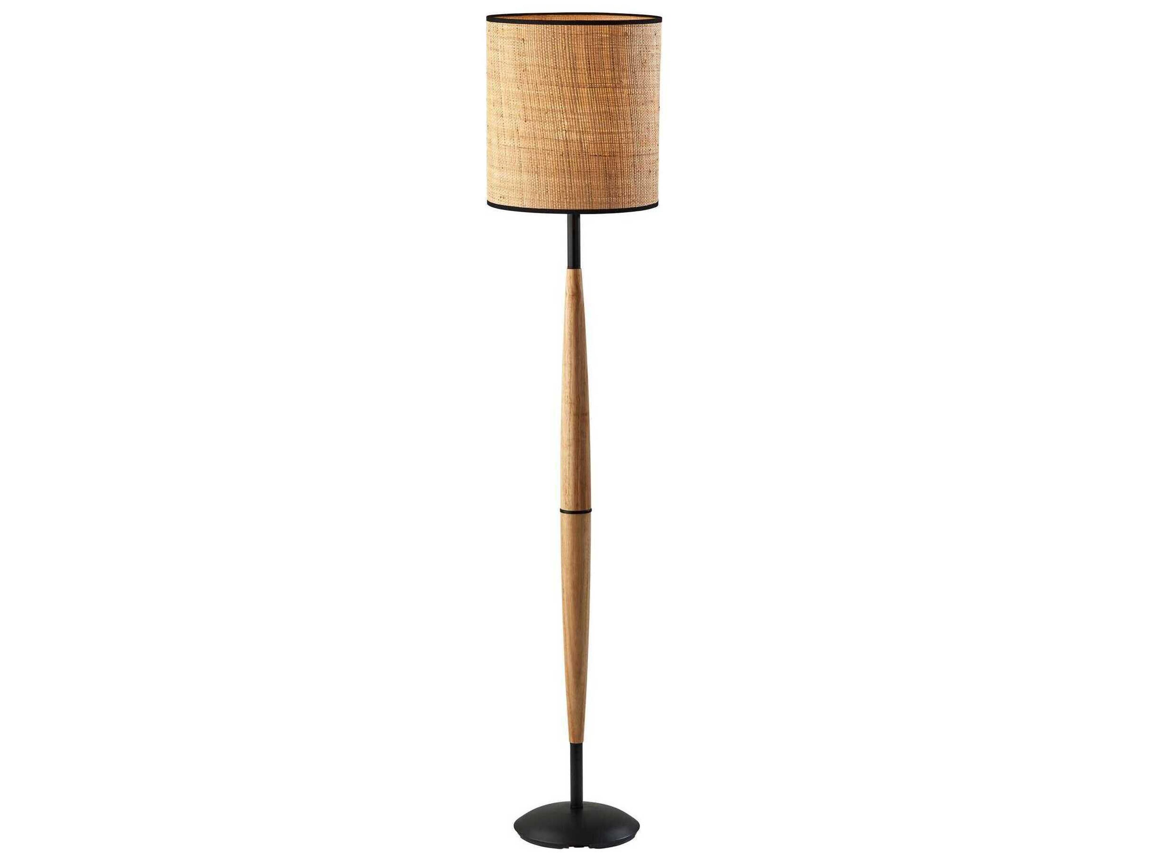 Adesso Cayman Black Natural Brown Floor Lamp