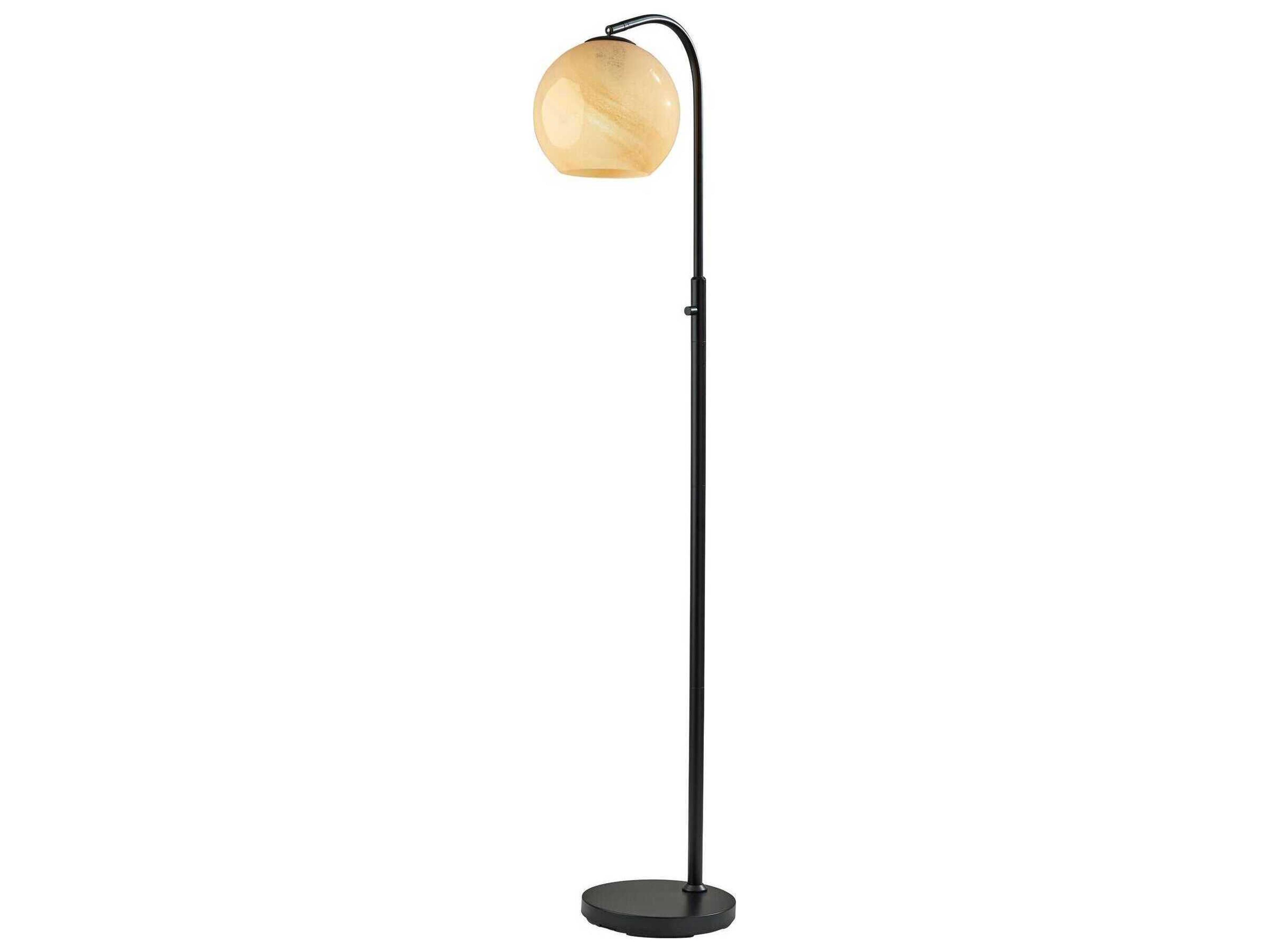 Adesso Nolan Black Beige Ombre Glass Floor Lamp