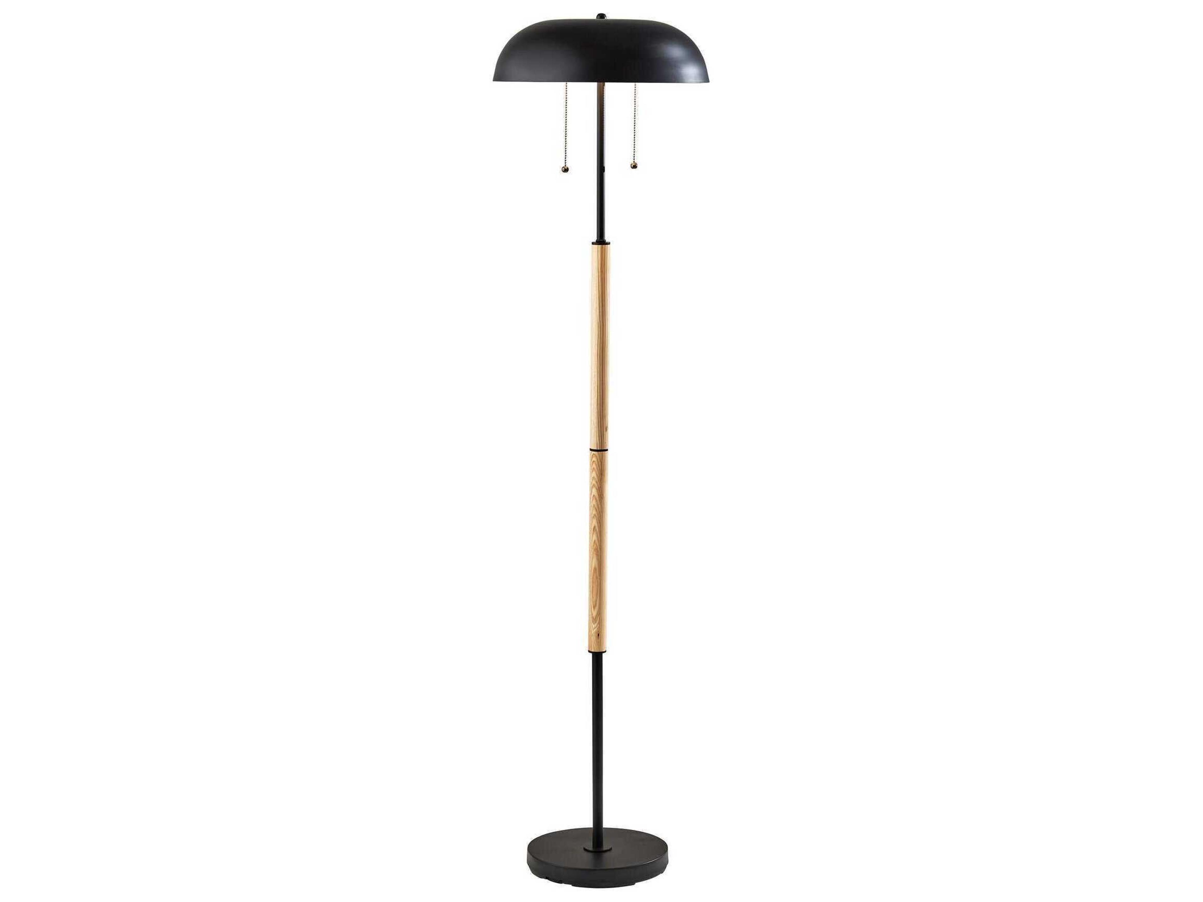 Adesso Everett Natural Black Metal Floor Lamp