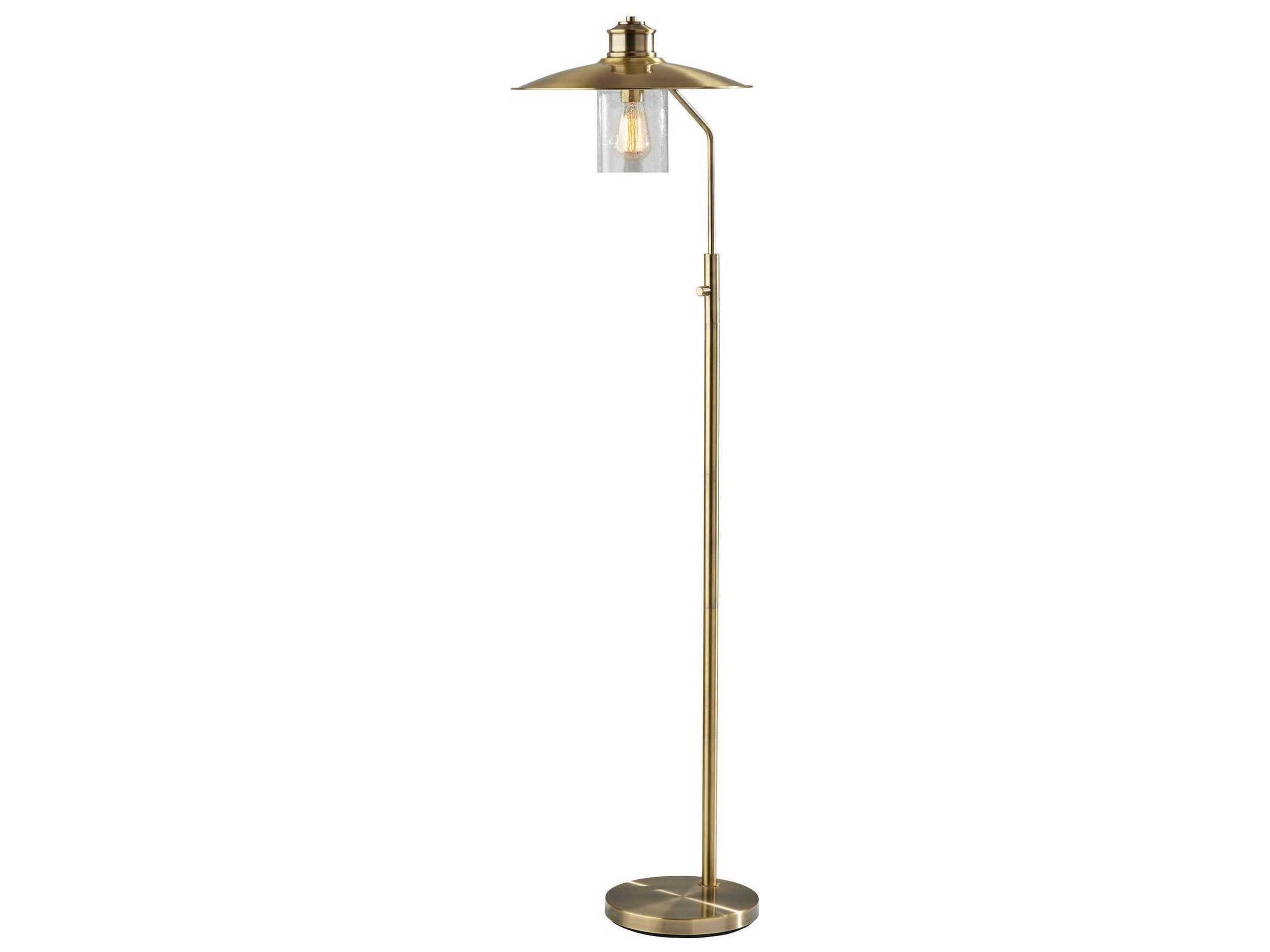 Adesso Kieran Antique Brass Metal Clear Seeded Glass Floor Lamp