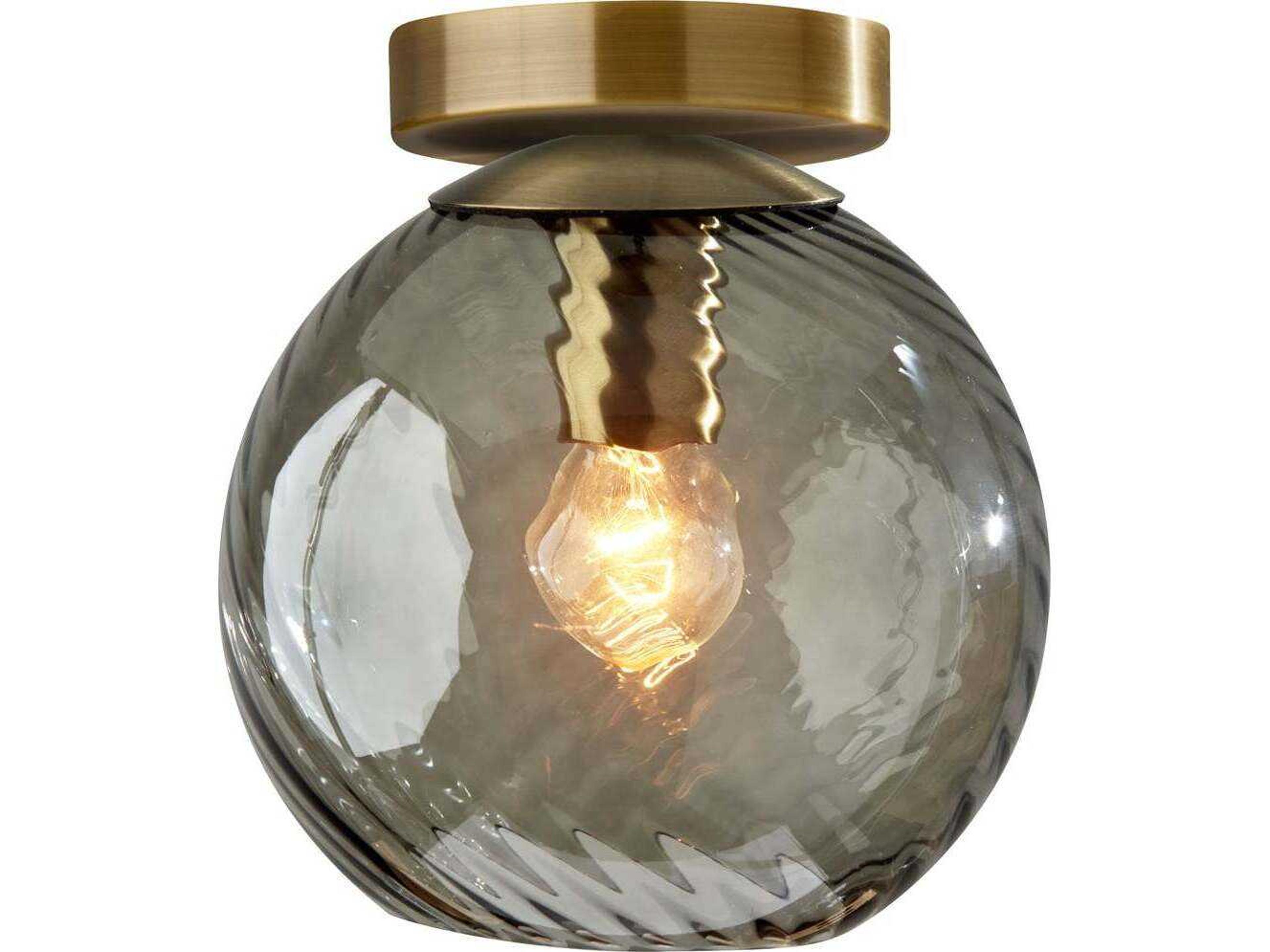 Adesso Camden Antique Brass Globe Flush Mount