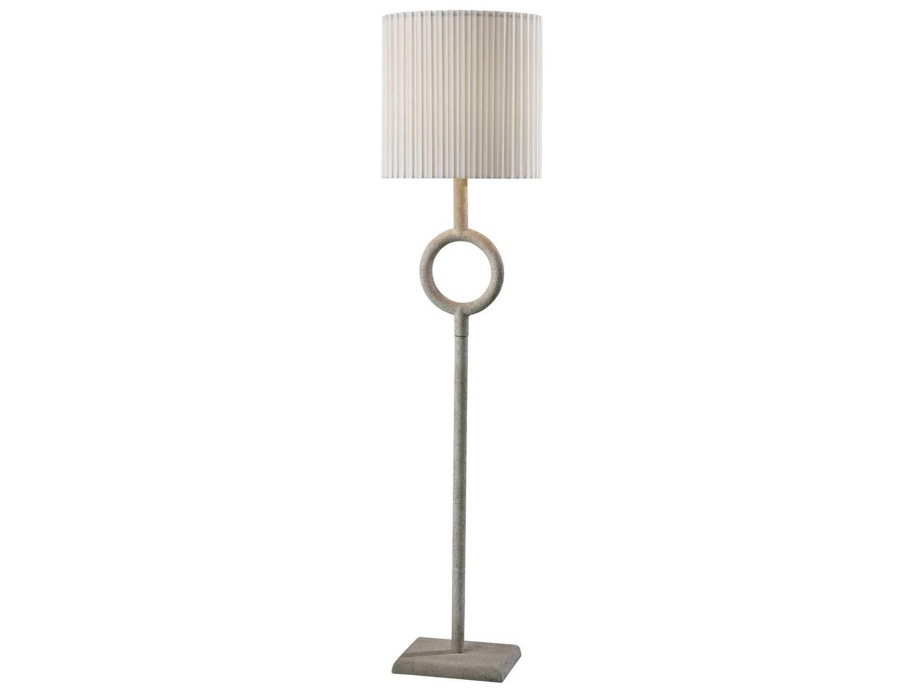 Adesso Elizabeth Painted Stone Texture White Box Pleated Off Floor Lamp