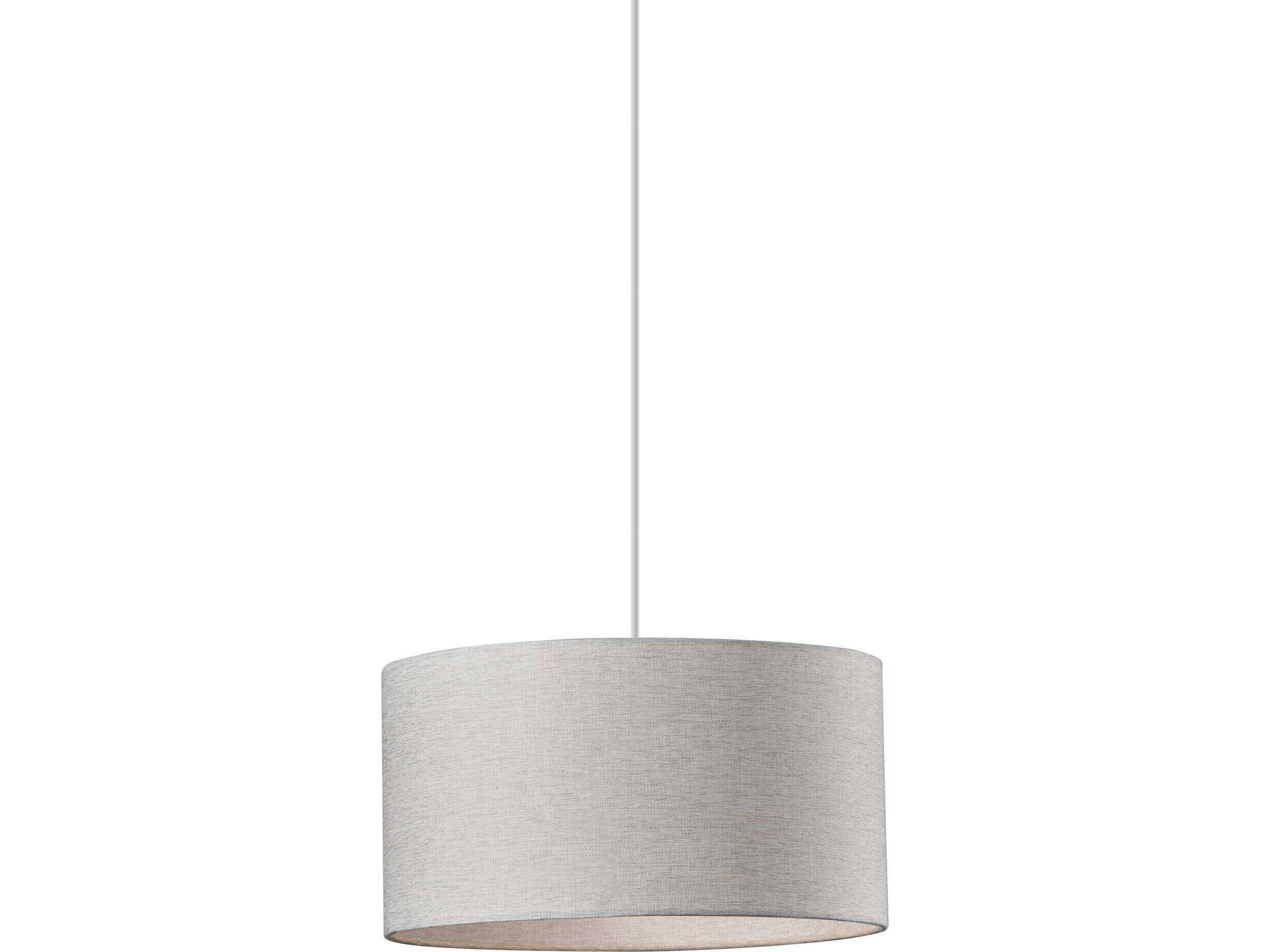 Adesso Harvest 1-Light Light Grey Textured White Drum Pendant