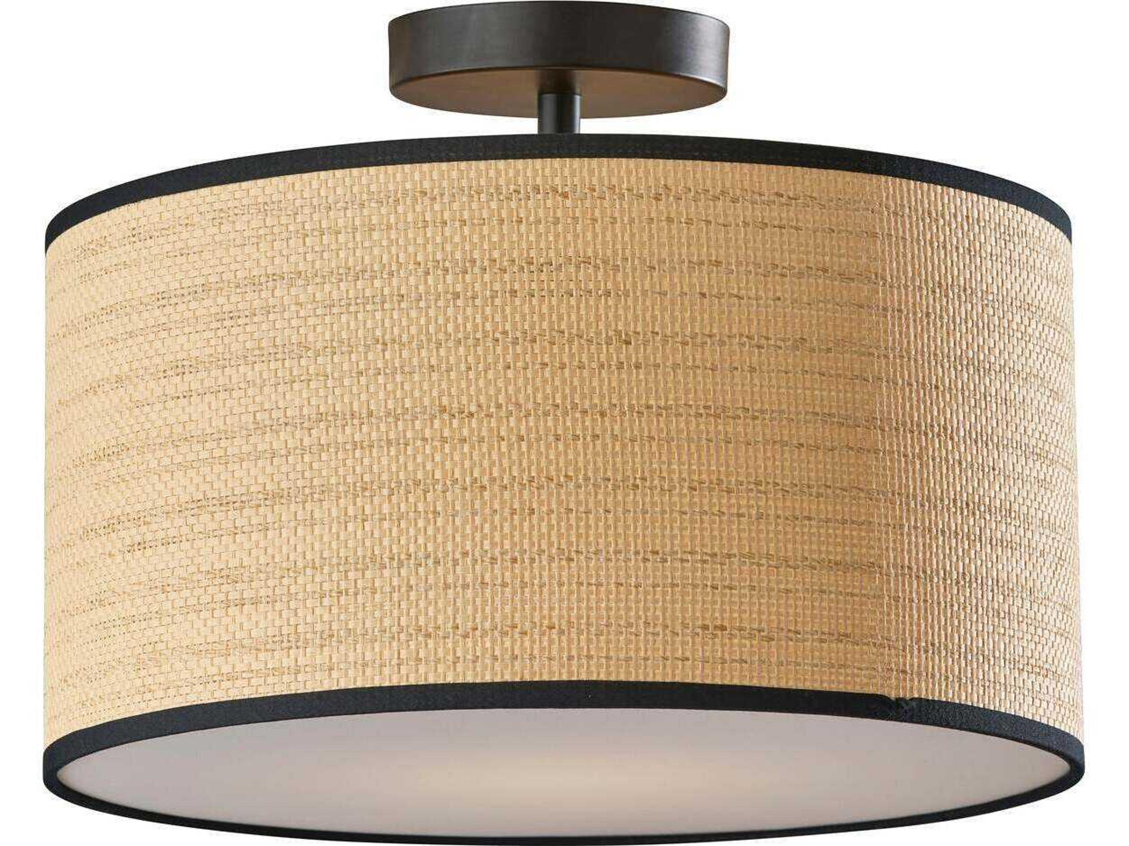 Adesso Harvest Black Brown Drum Semi Flush Mount