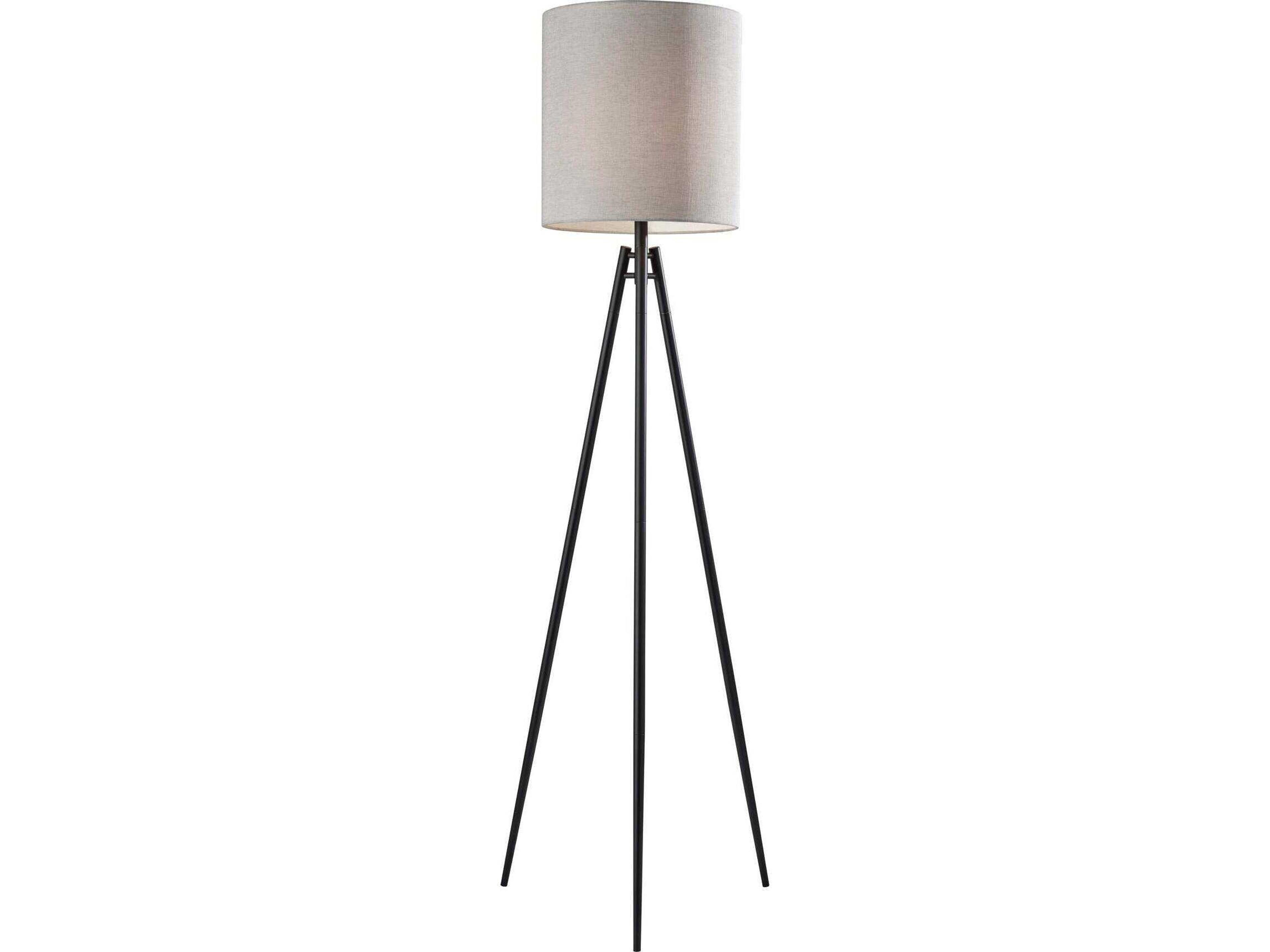 Adesso Glenwood Black Light Taupe Textured Fabric Floor Lamp