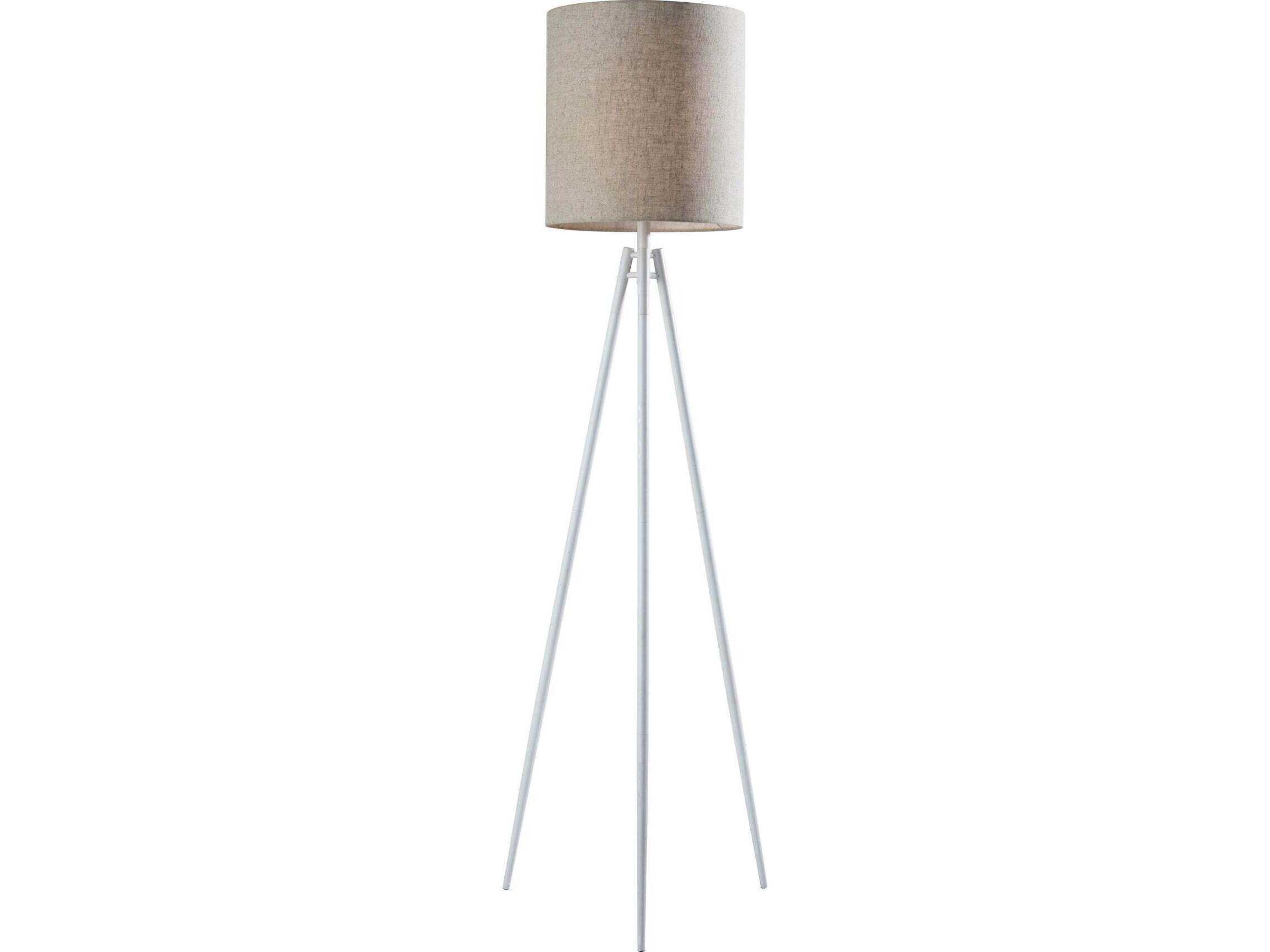 Adesso Glenwood White Light Beige Textured Fabric Floor Lamp