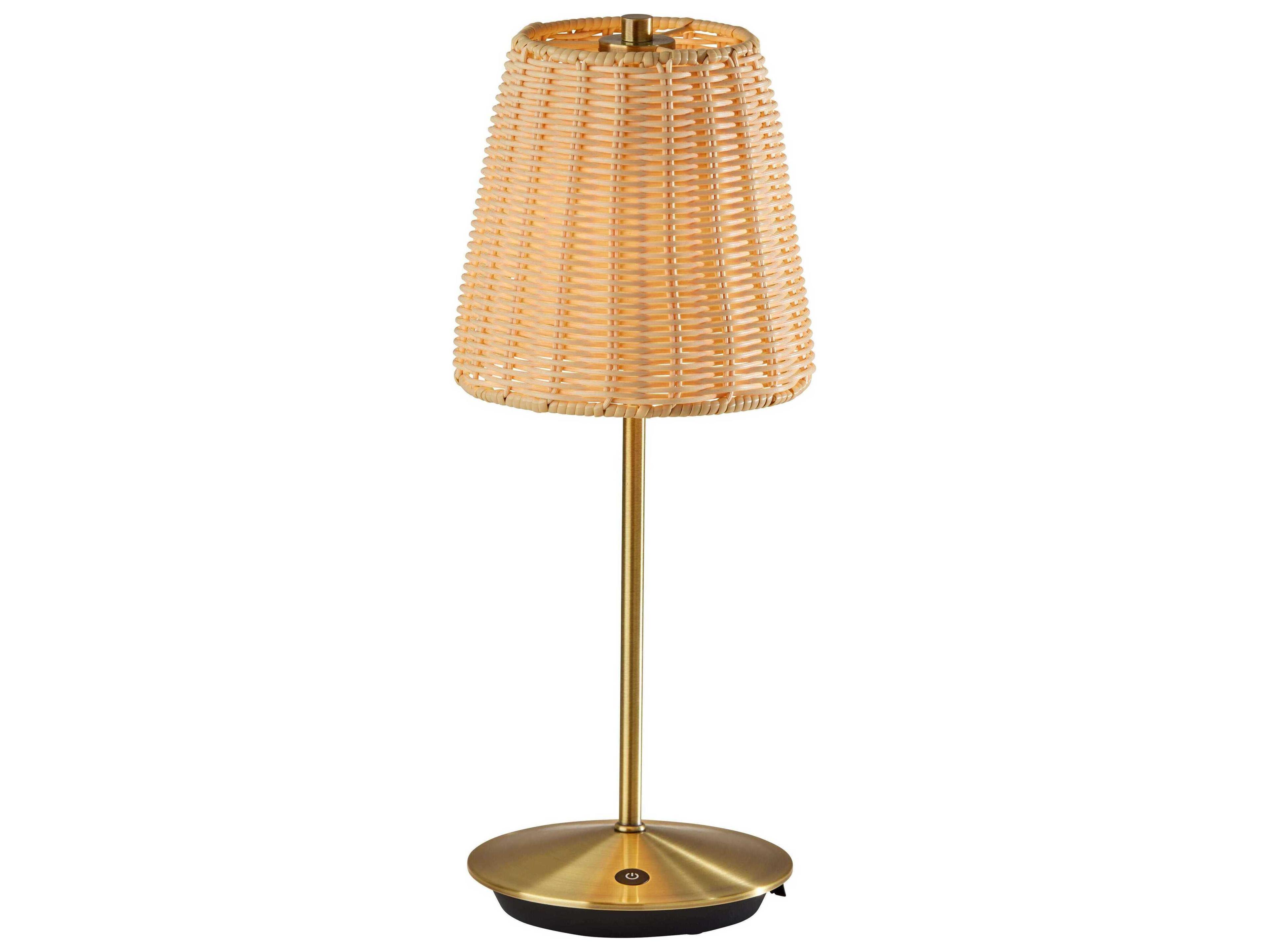Adesso Andy Antique Brass Plastic Rattan Table Lamp