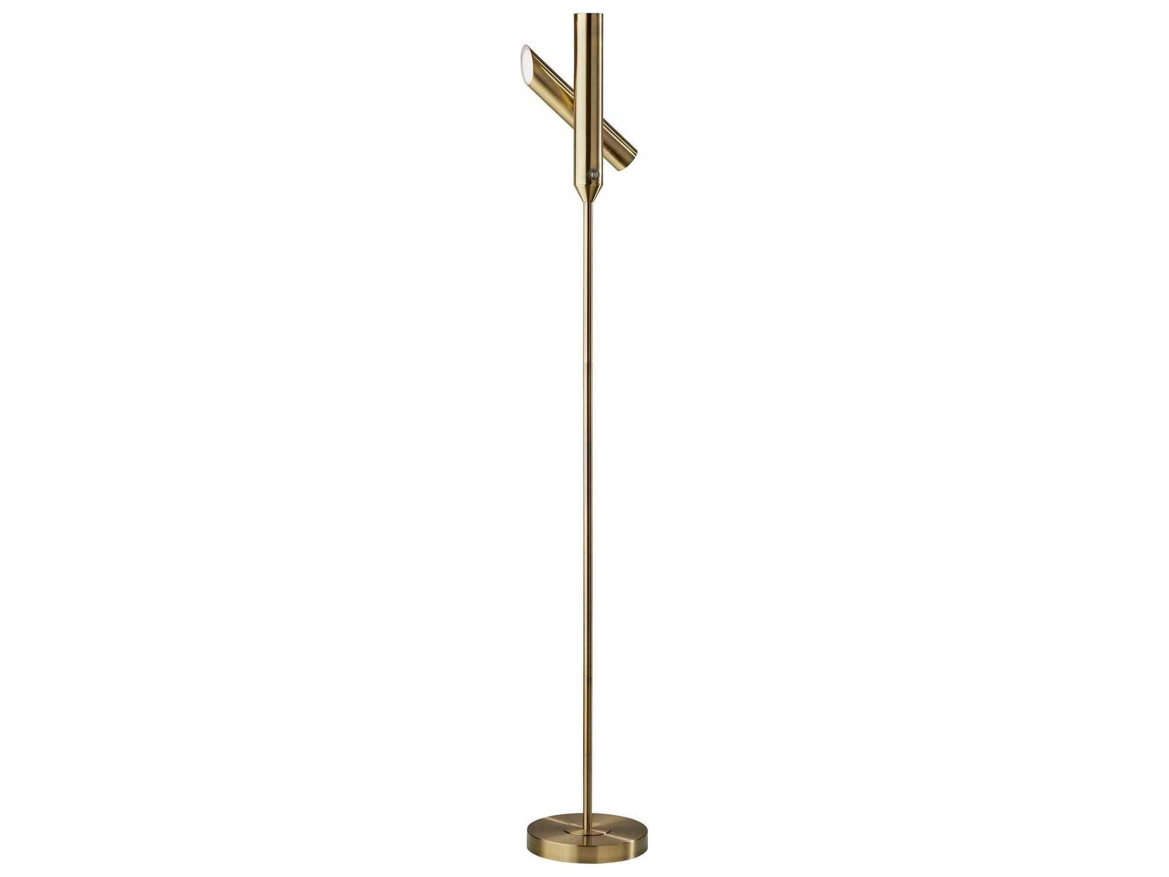 Adesso Vega Antique Brass Floor Lamp