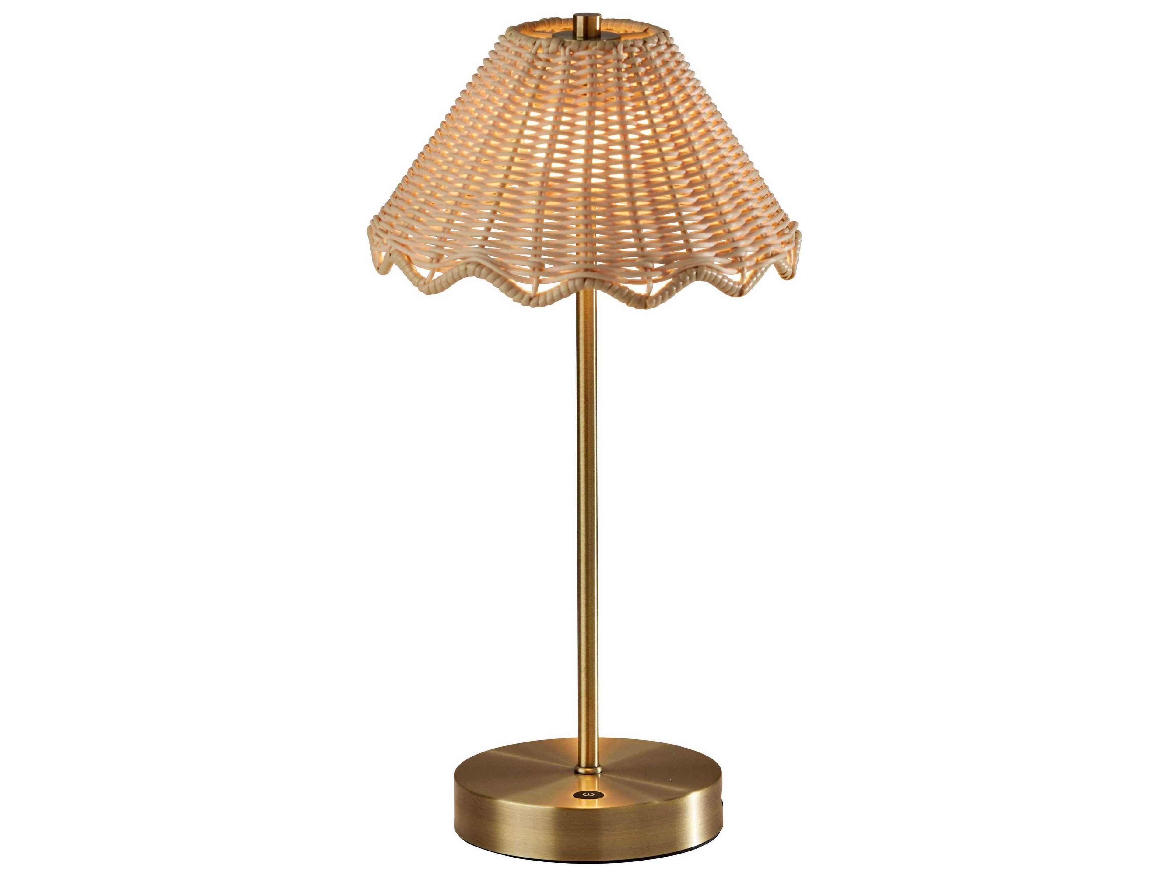 Adesso Stevie Antique Brass Plastic Rattan Table Lamp