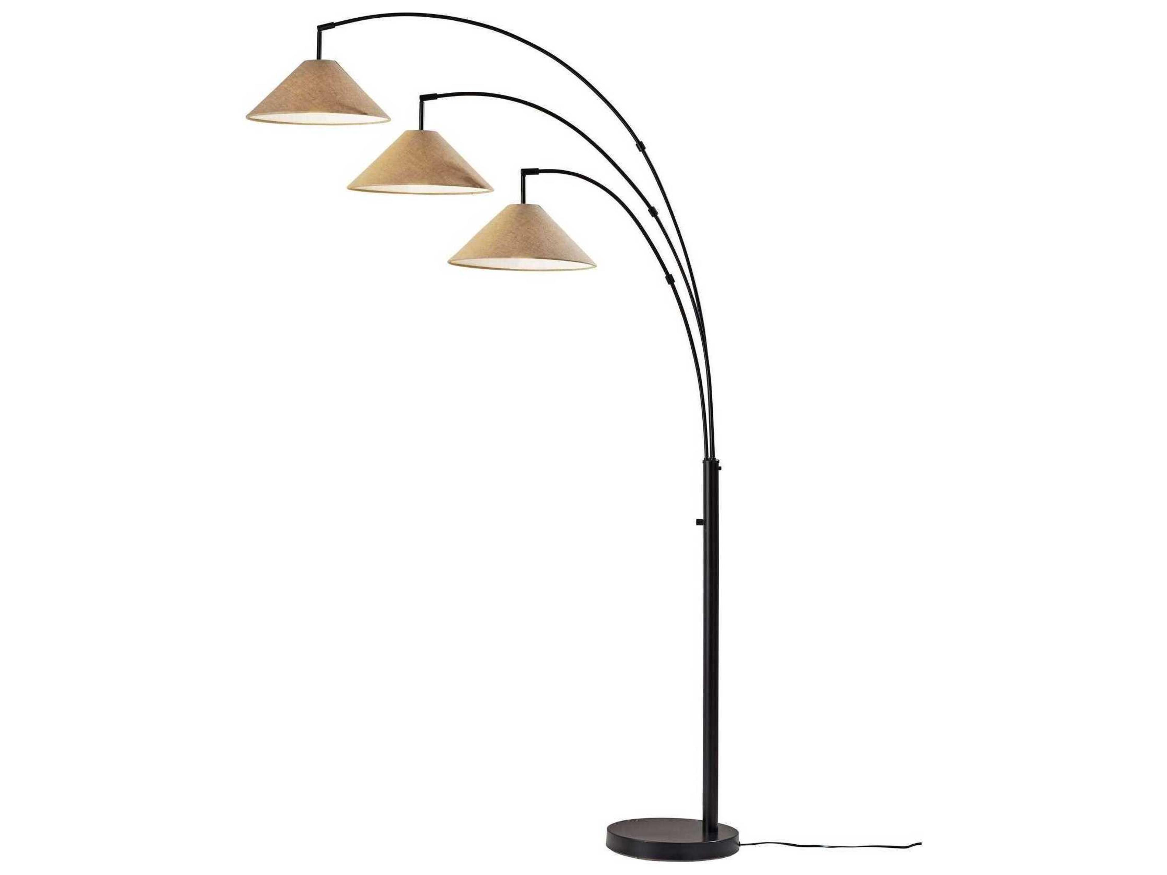Adesso Braxton Dark Bronze Light Brown Textured Fabric Floor Lamp