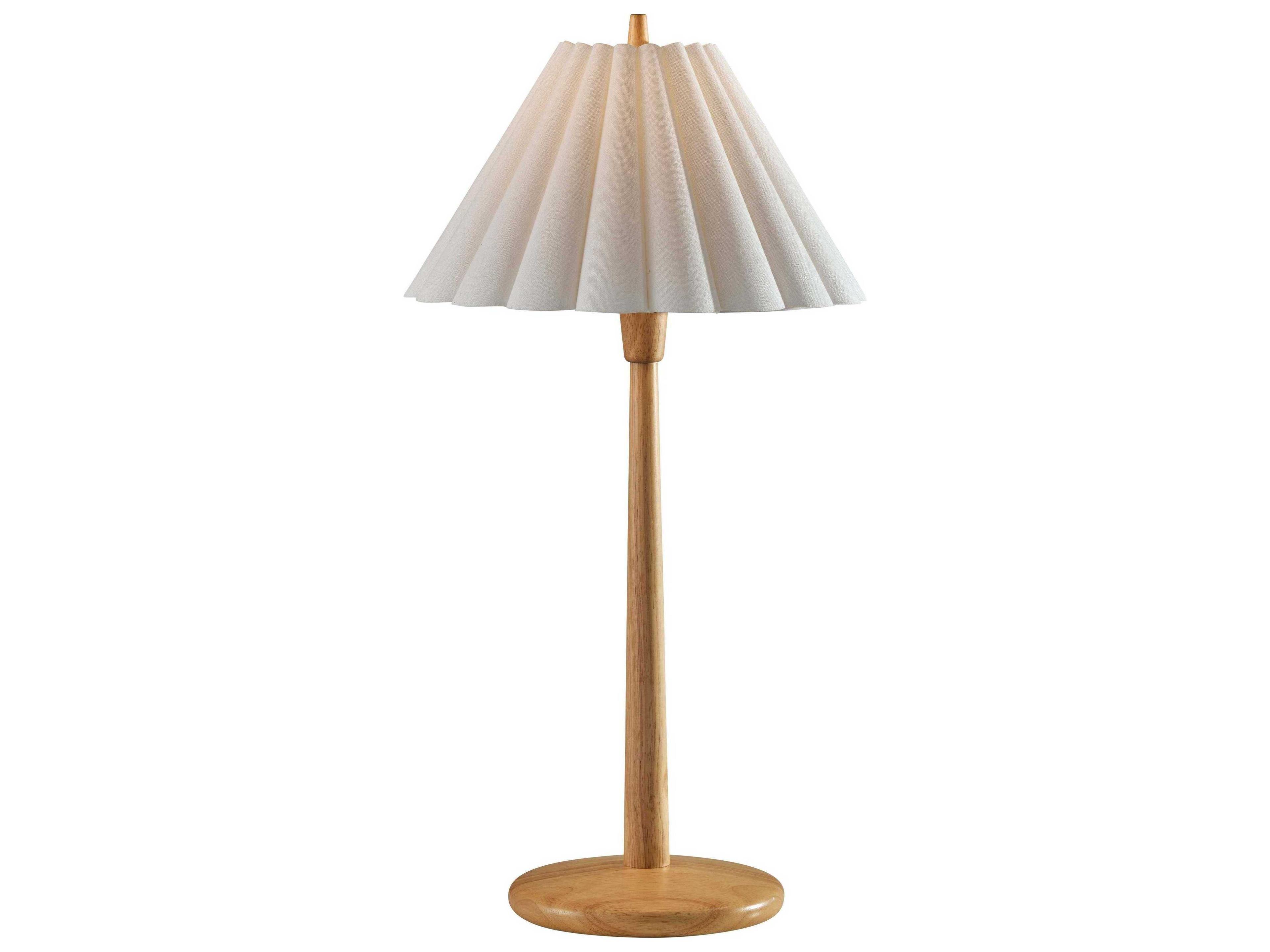 Adesso Scallop Natural Textured White Scalloped Fabric Brown Buffet Lamp
