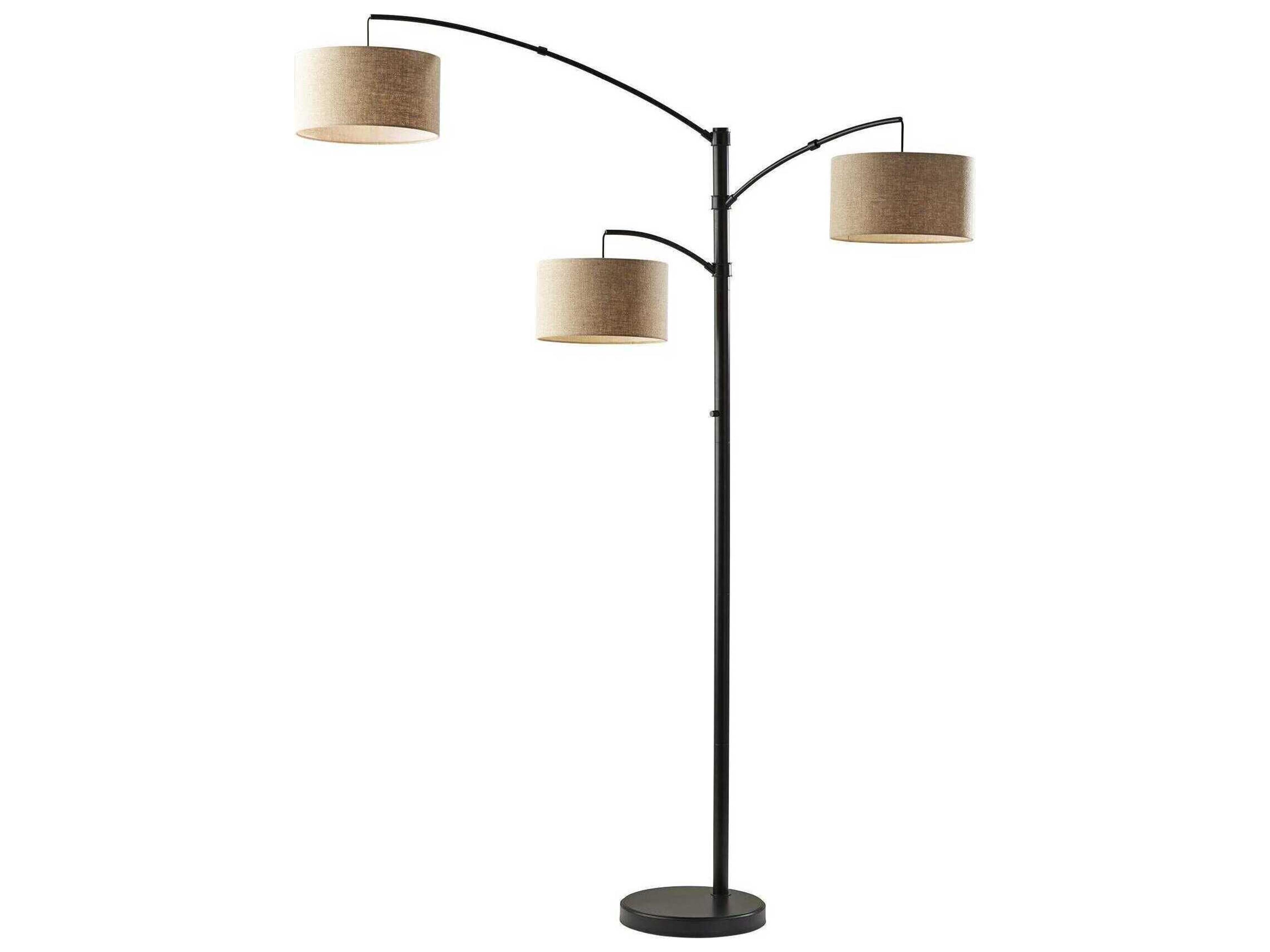 Adesso Cabo Dark Bronze Light Brown Textured Fabric Floor Lamp