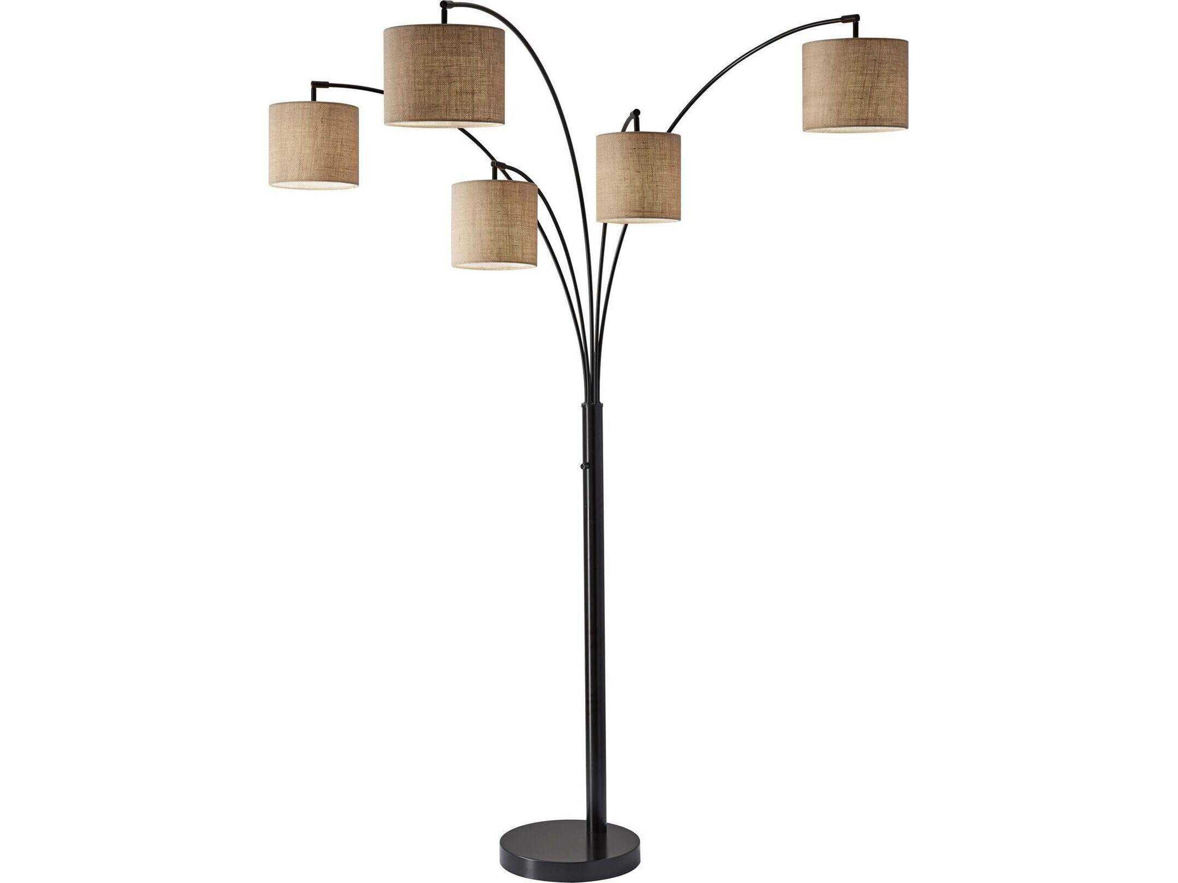 Adesso Trinity Antique Bronze Burlap Fabric Floor Lamp