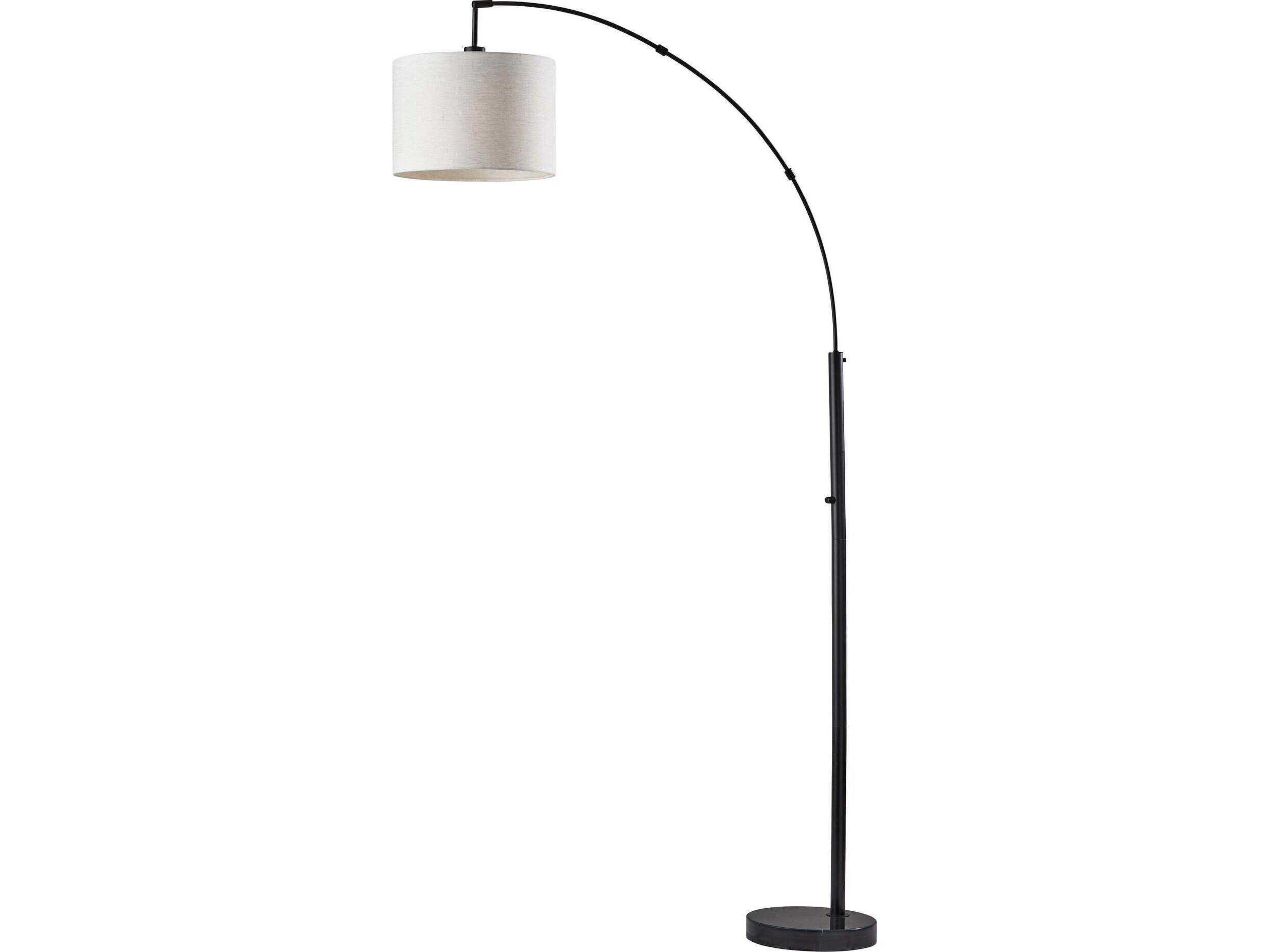 Adesso Bowery Black Taupe Textured Fabric Floor Lamp