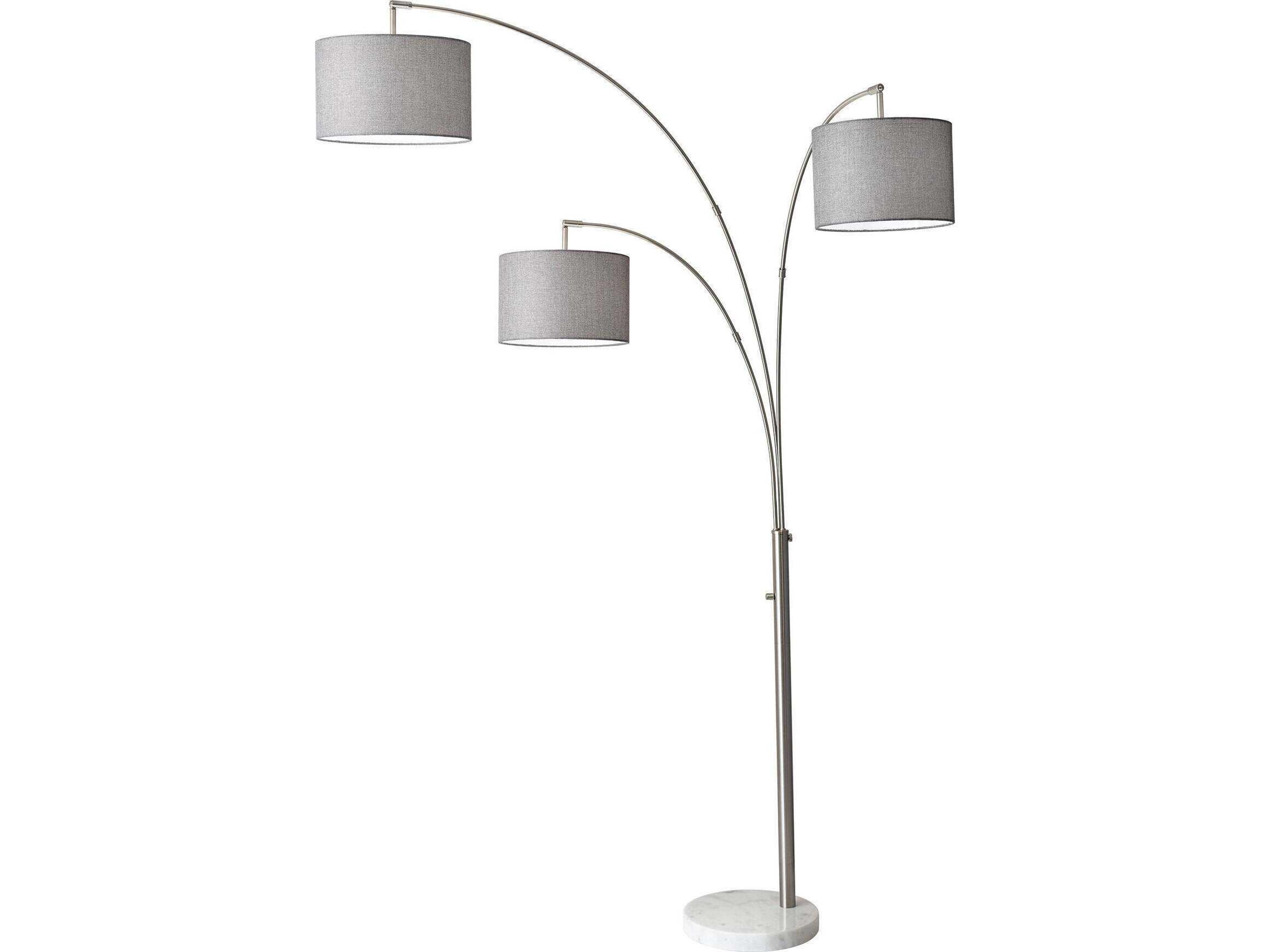 Adesso Bowery Brushed Steel Floor Lamp