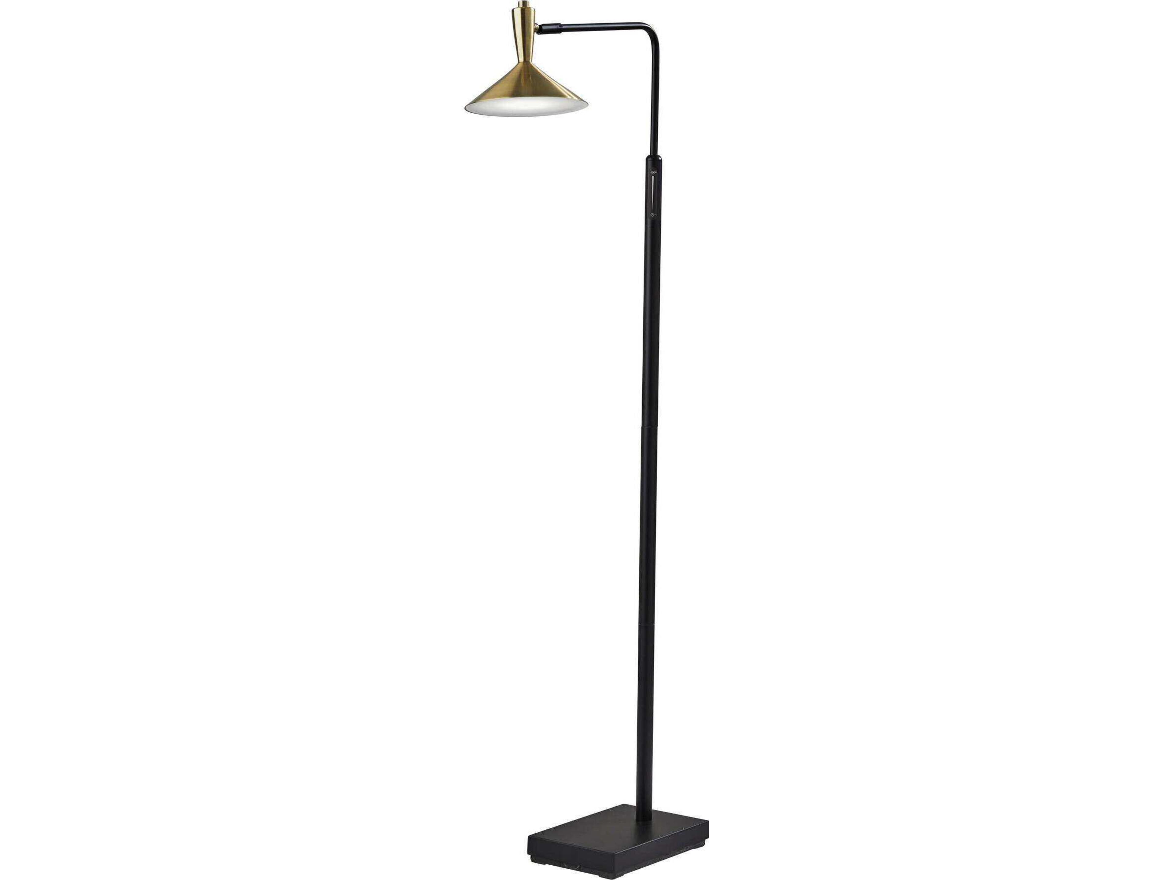 Adesso Lucas Black Antique Brass Metal Floor Lamp