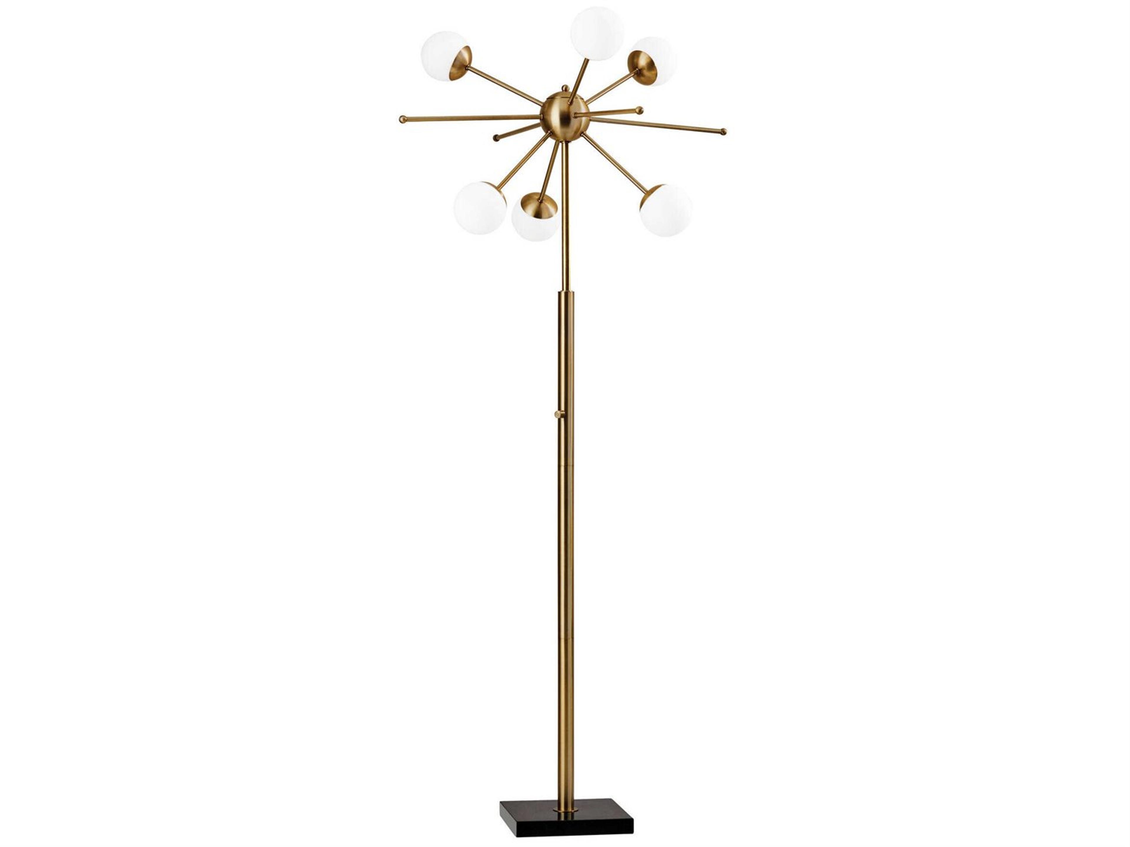 Adesso Doppler Antique Brass White Opal Glass Floor Lamp