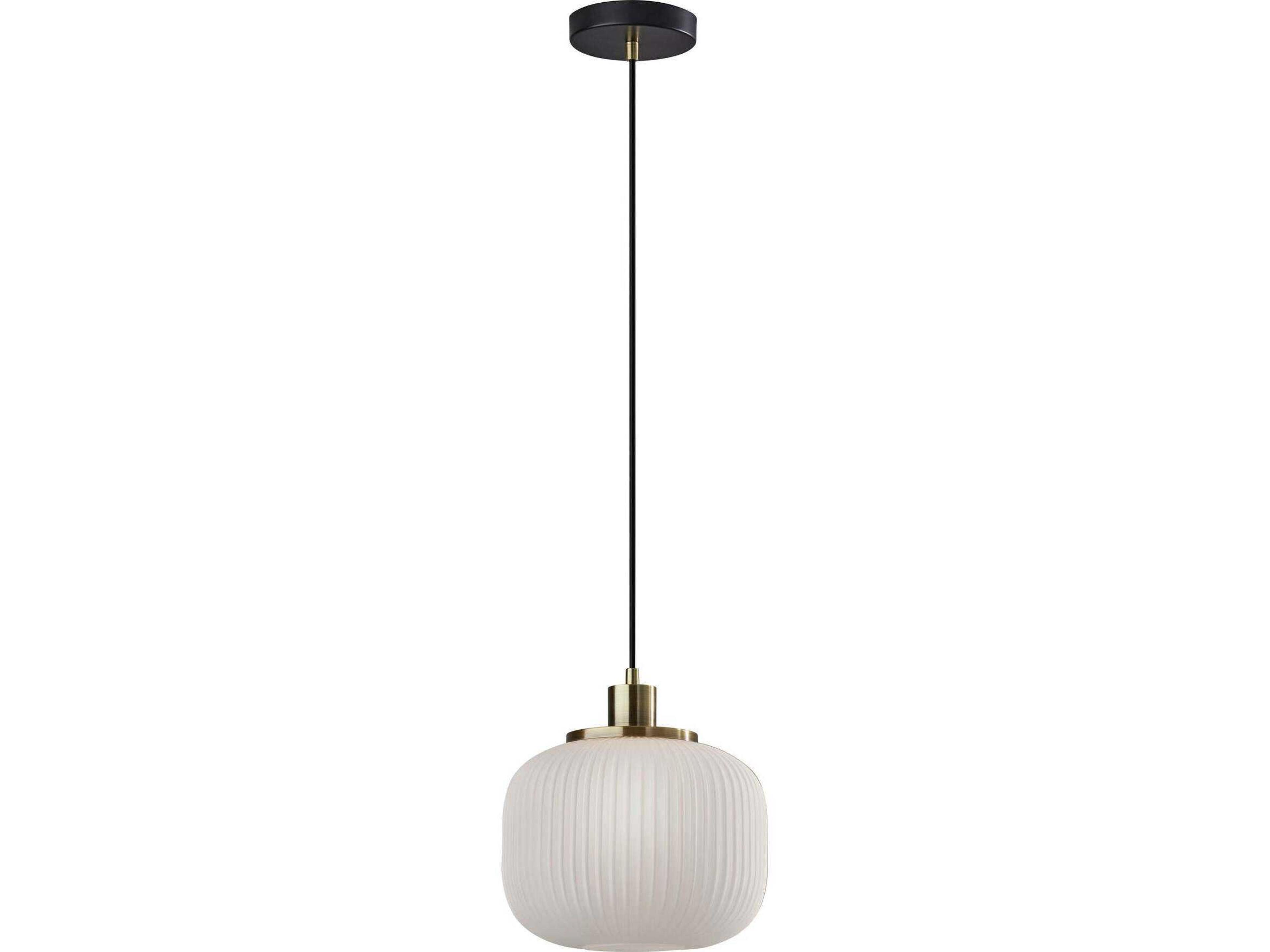 Adesso Hazel Antique Brass Black Round Mini Pendant