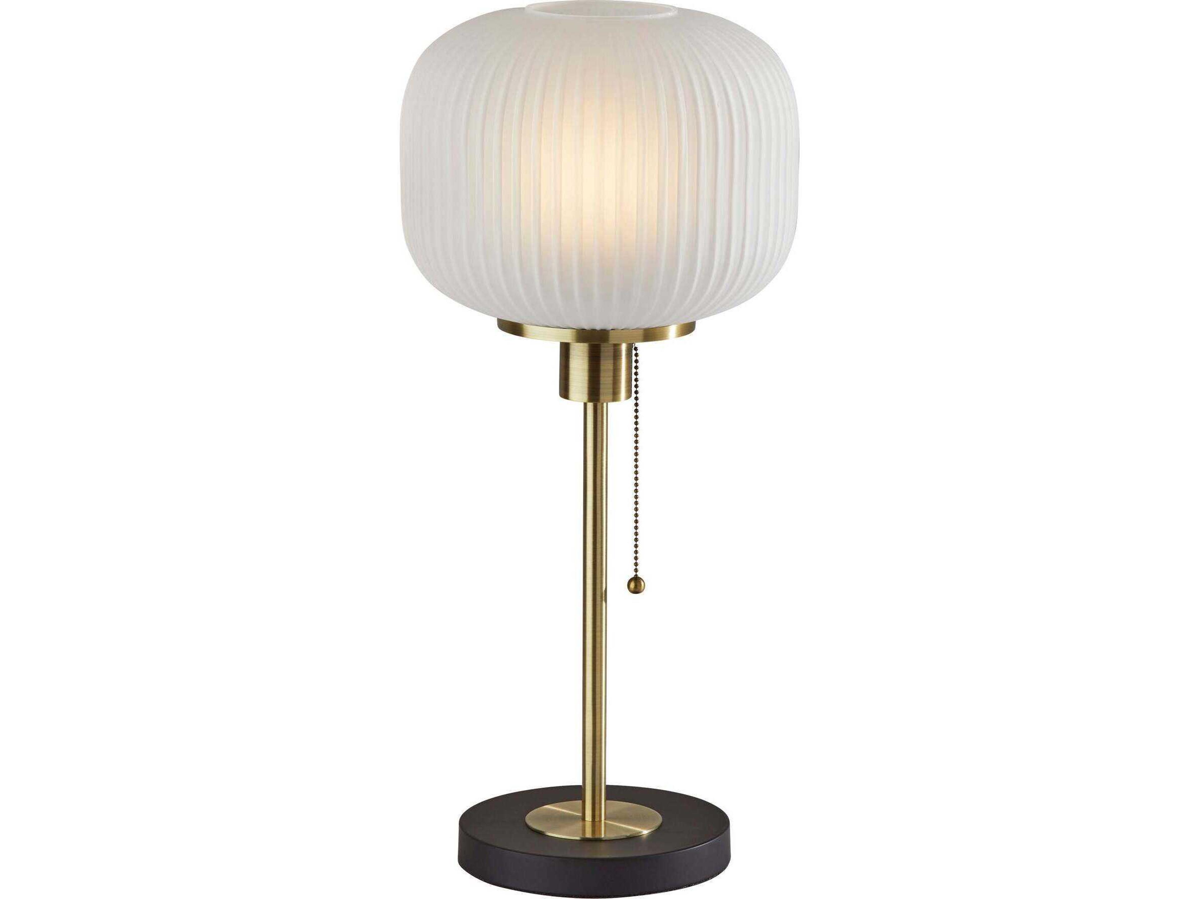 Adesso Hazel Antique Brass Frosted Ribbed Glass Table Lamp