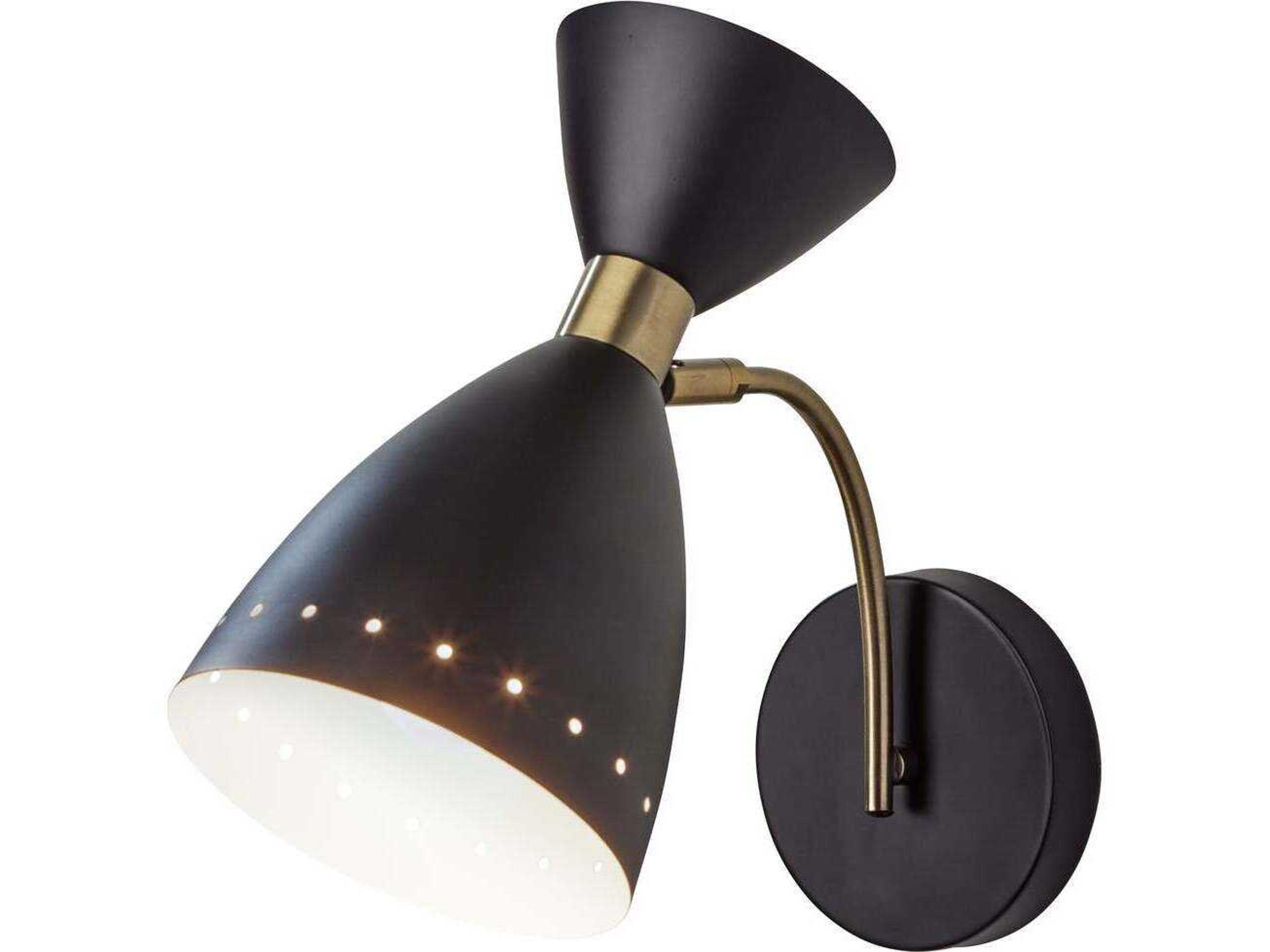 Adesso Oscar Black Antique Brass Wall Sconce