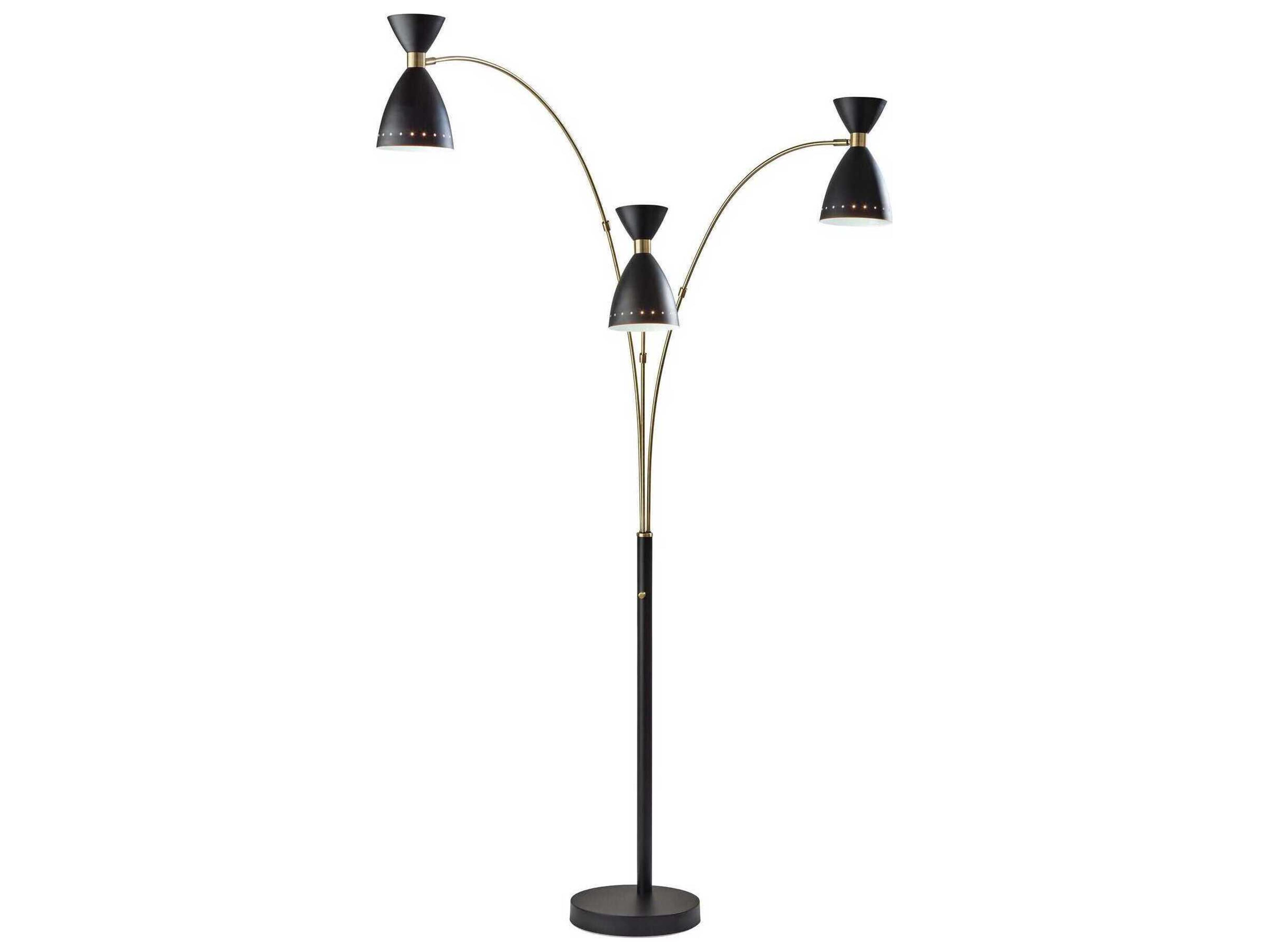 Adesso Oscar Black Antique Brass Painted Metal Floor Lamp
