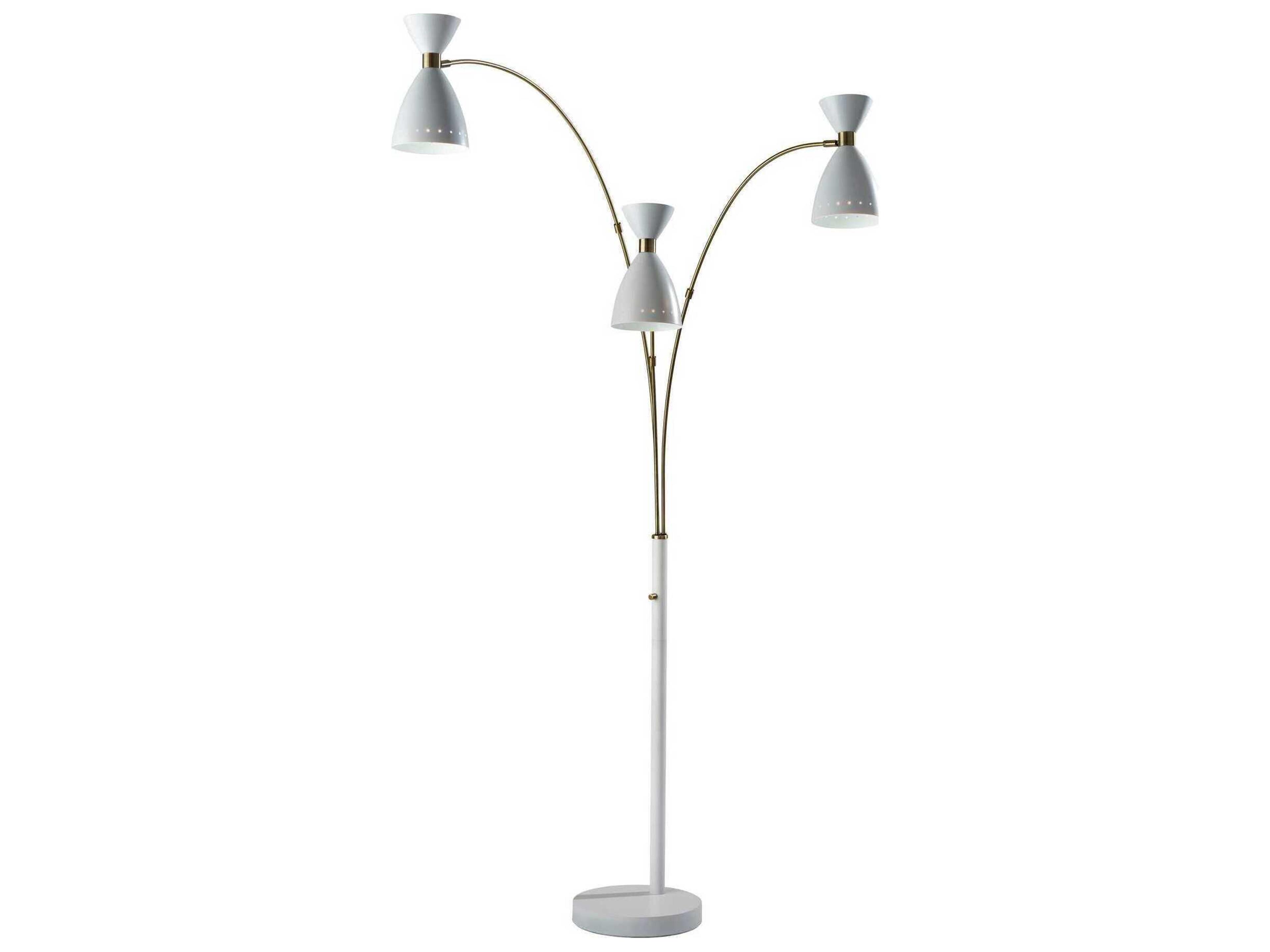Adesso Oscar White Antique Brass Painted Metal Floor Lamp