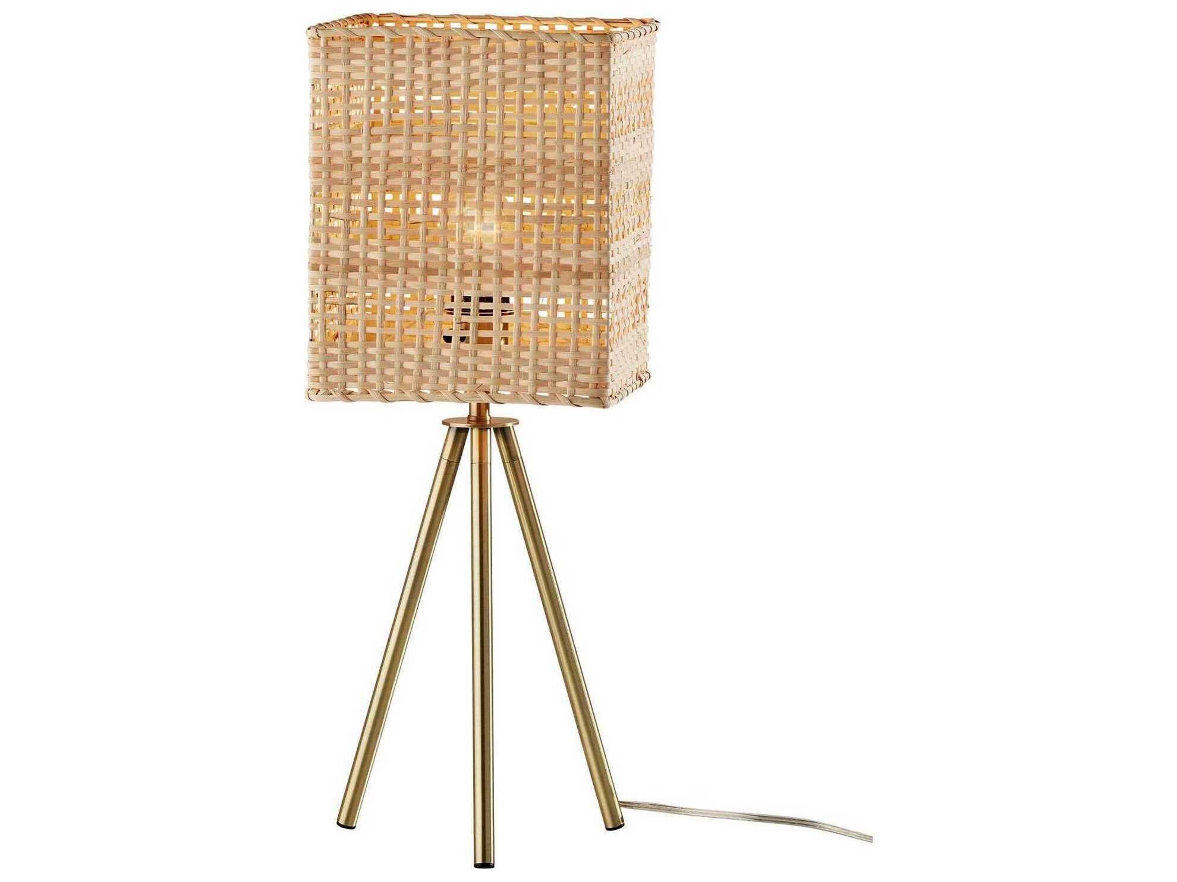 Adesso Bondi Antique Brass Light Rattan Table Lamp