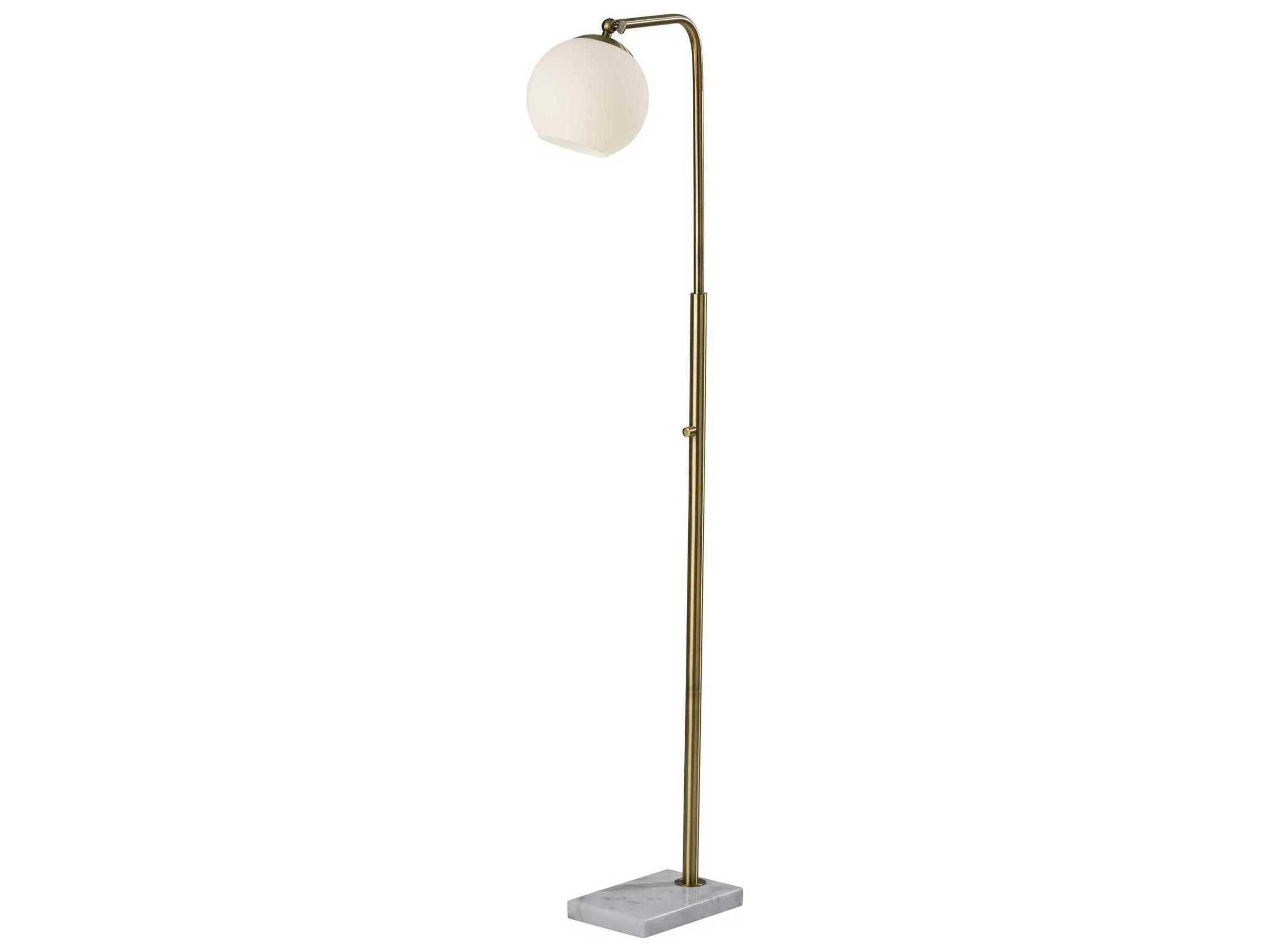 Adesso Remi Antique Brass White Opal Glass Floor Lamp