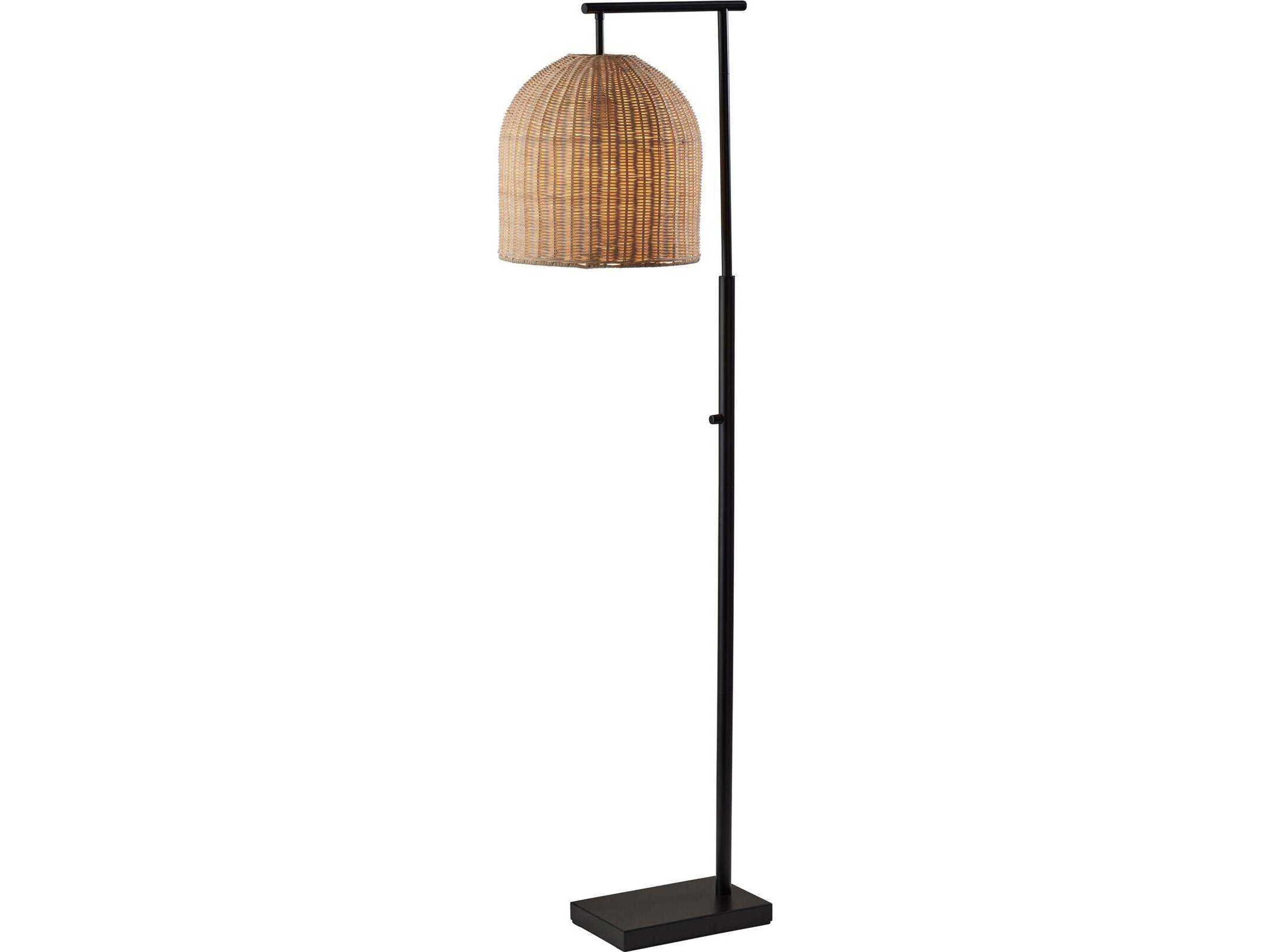 Adesso Bahama Dark Bronze Light Natural Rattan Floor Lamp