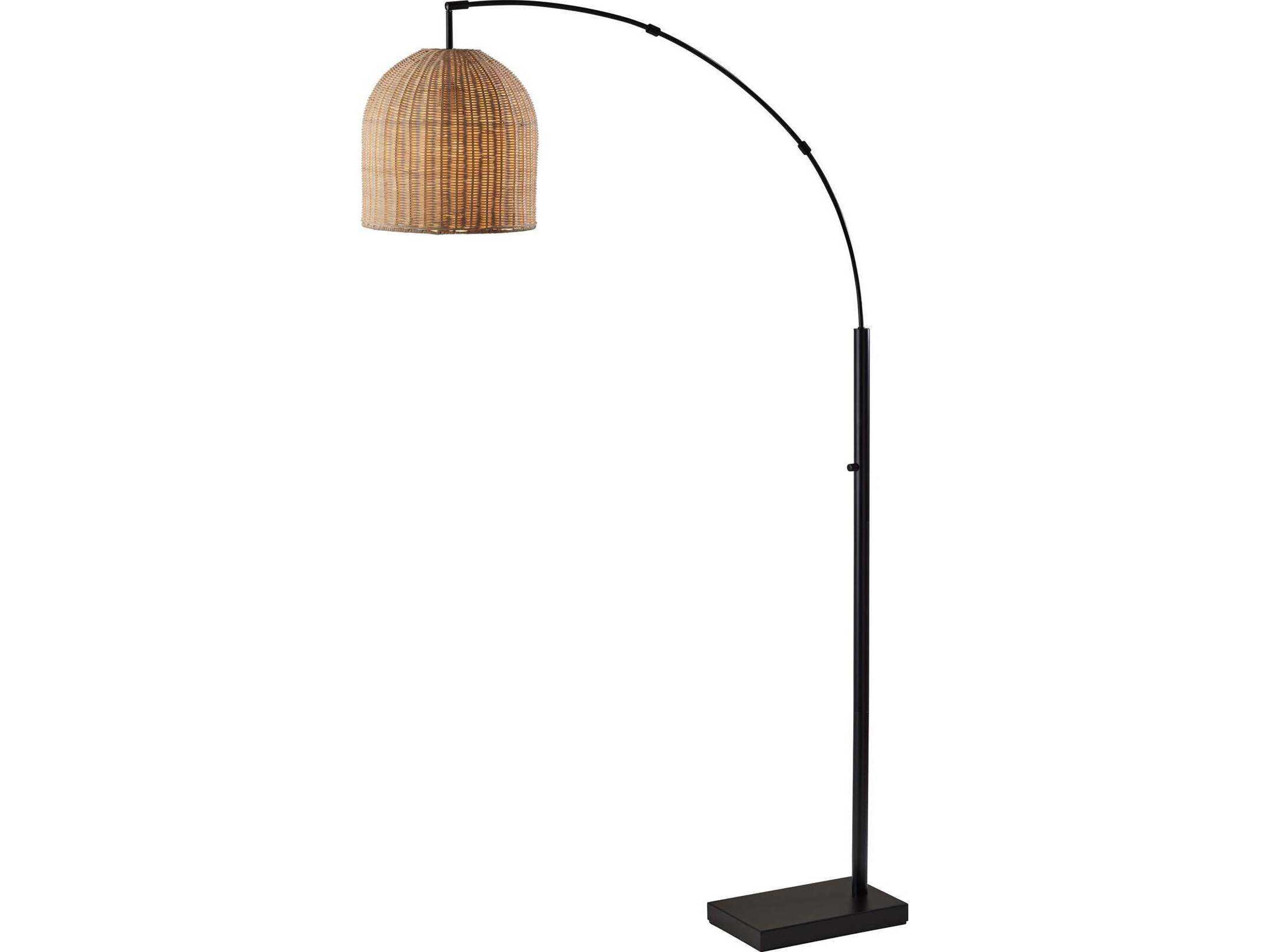 Adesso Bahama Dark Bronze Light Natural Rattan Floor Lamp