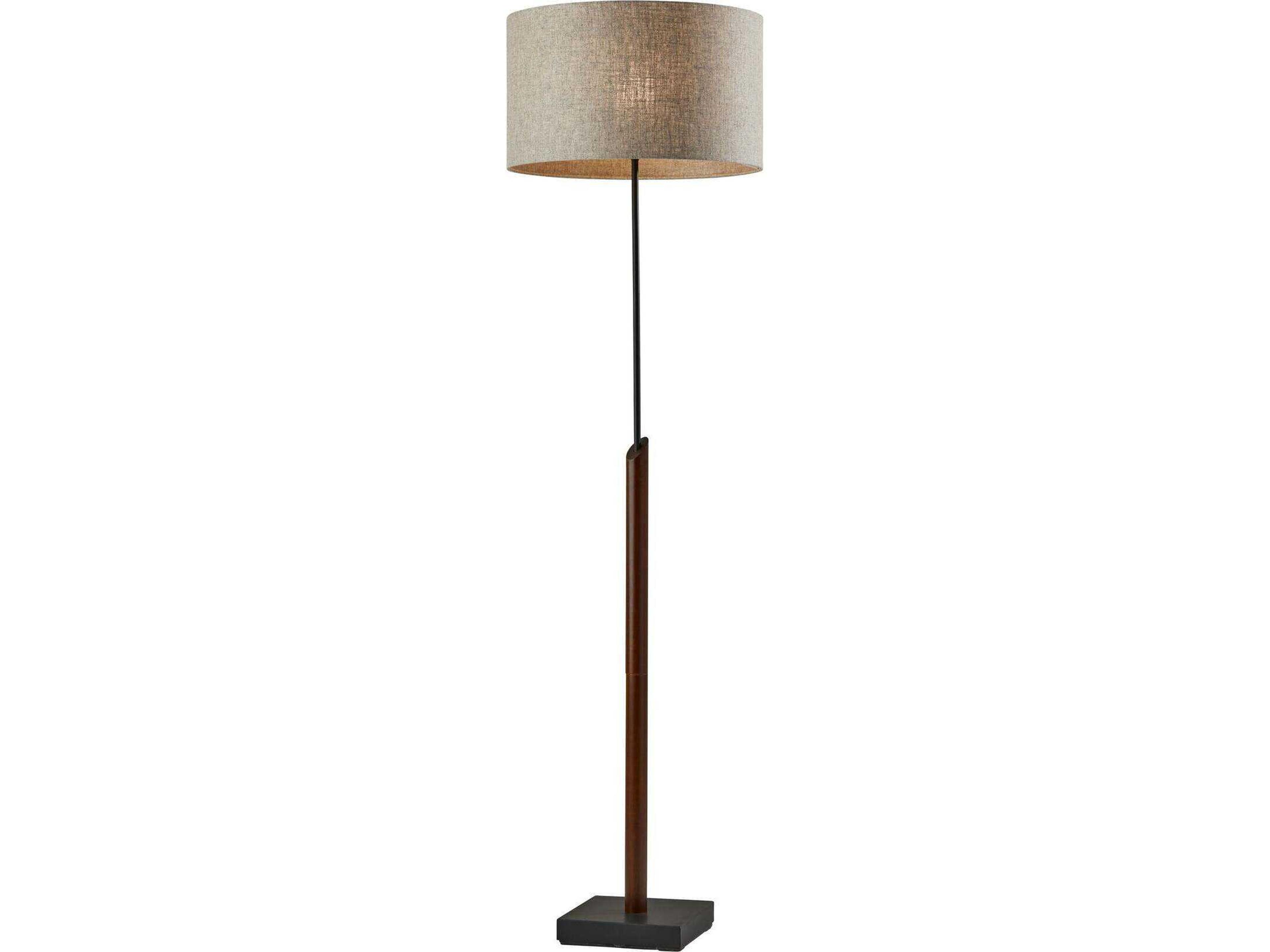 Adesso Ethan Black Walnut Natural Textured Fabric Floor Lamp