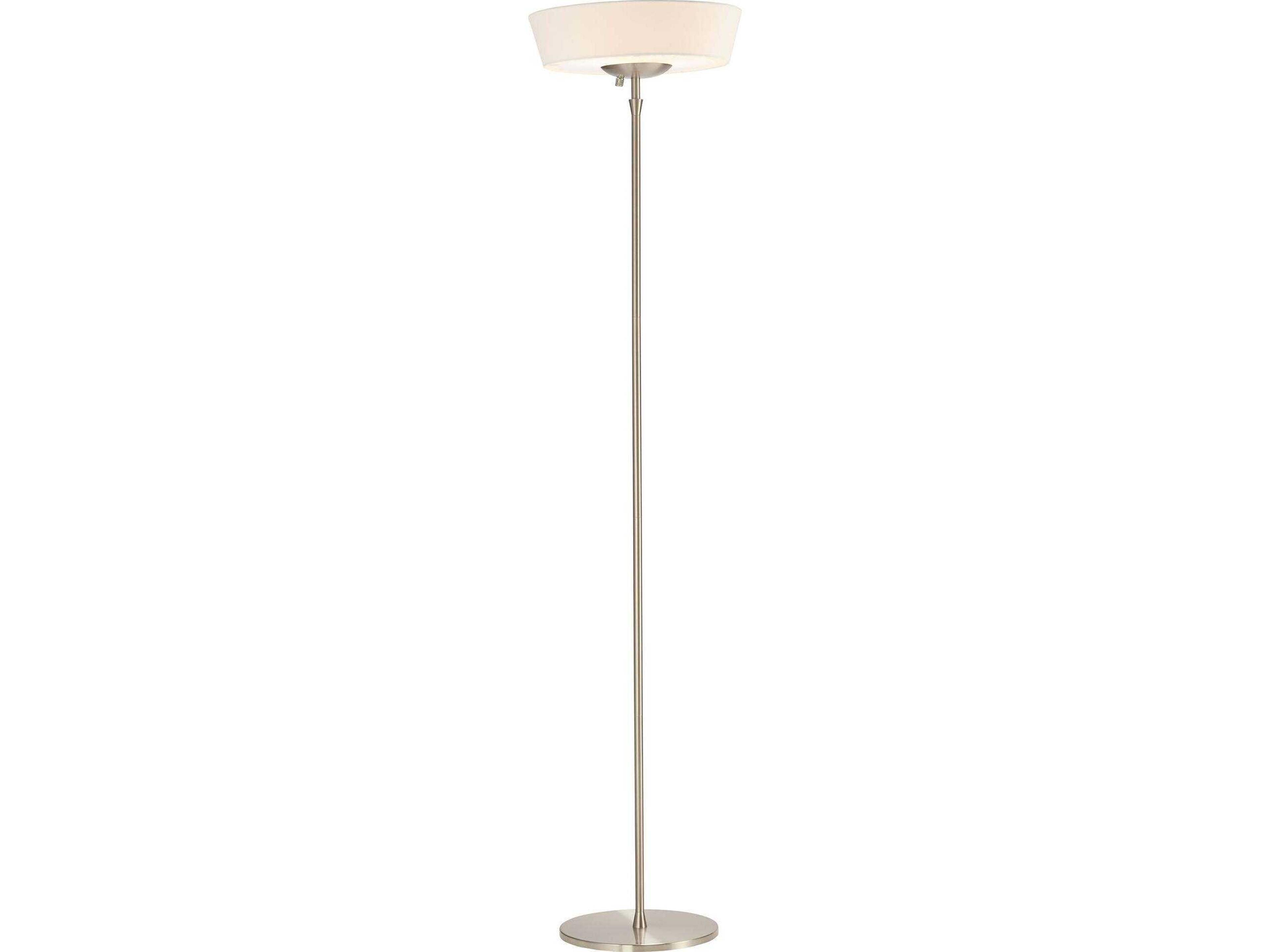 Adesso Harper Brushed Steel White Linen With Frosted Diffuser Floor Lamp