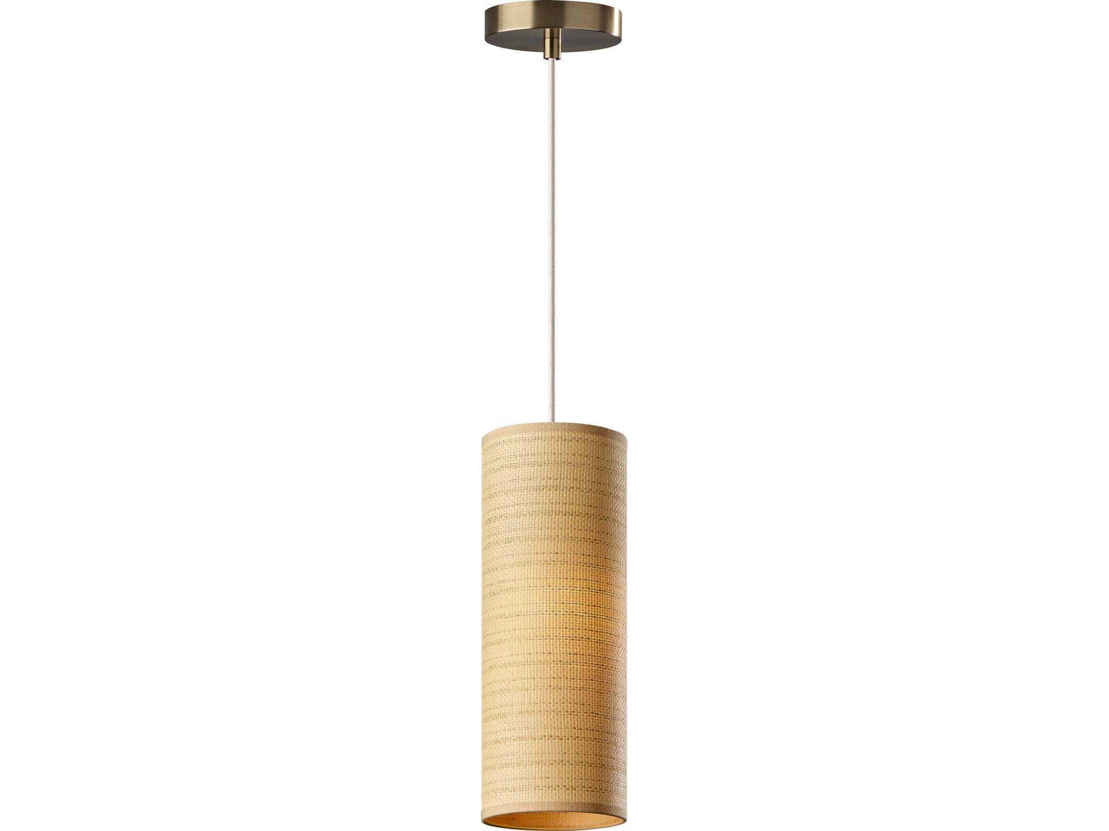 Adesso Mendoza Antique Brass Cylinder Mini Pendant
