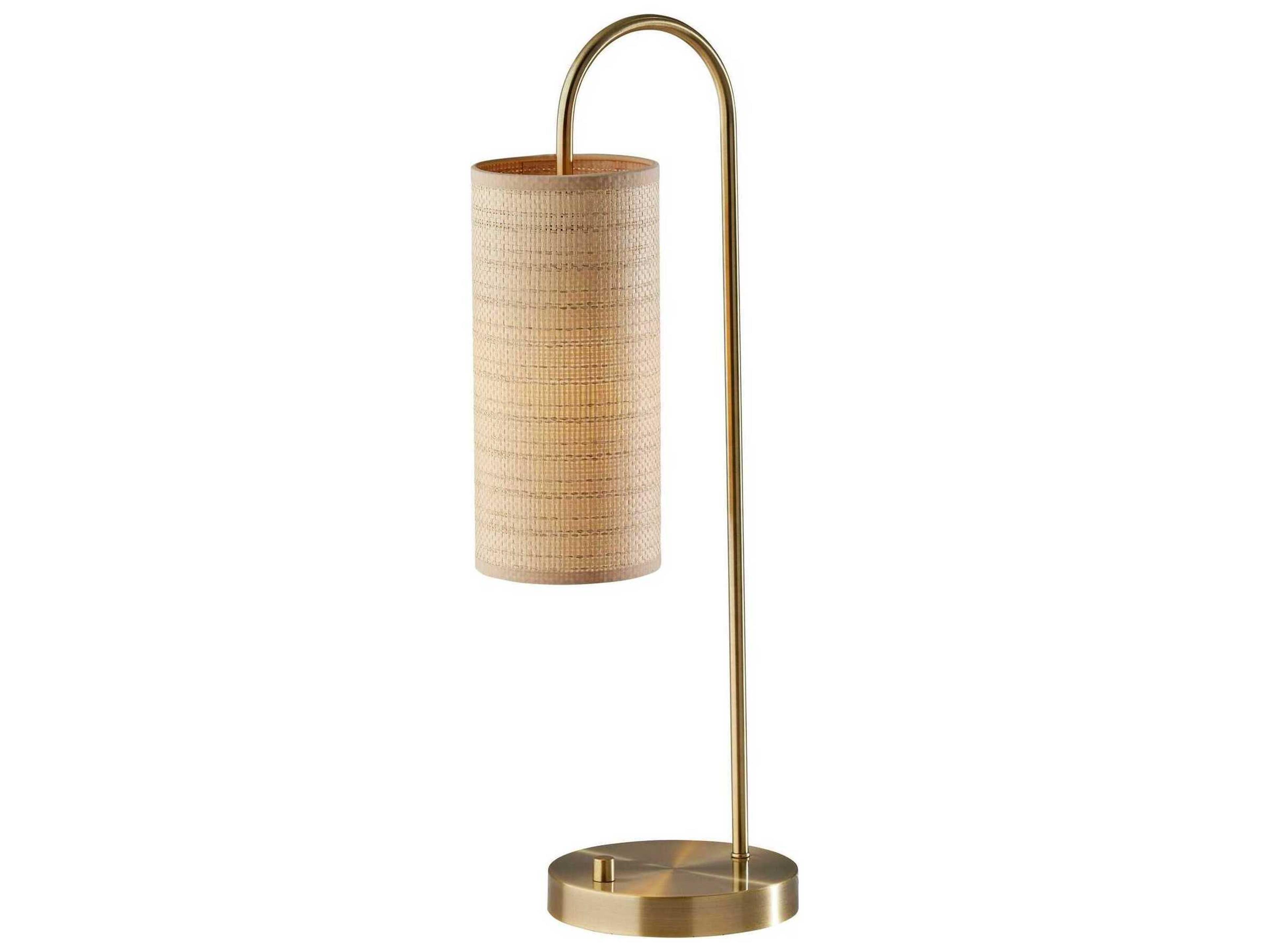 Adesso Mendoza Antique Brass Natural Woven Paper Table Lamp