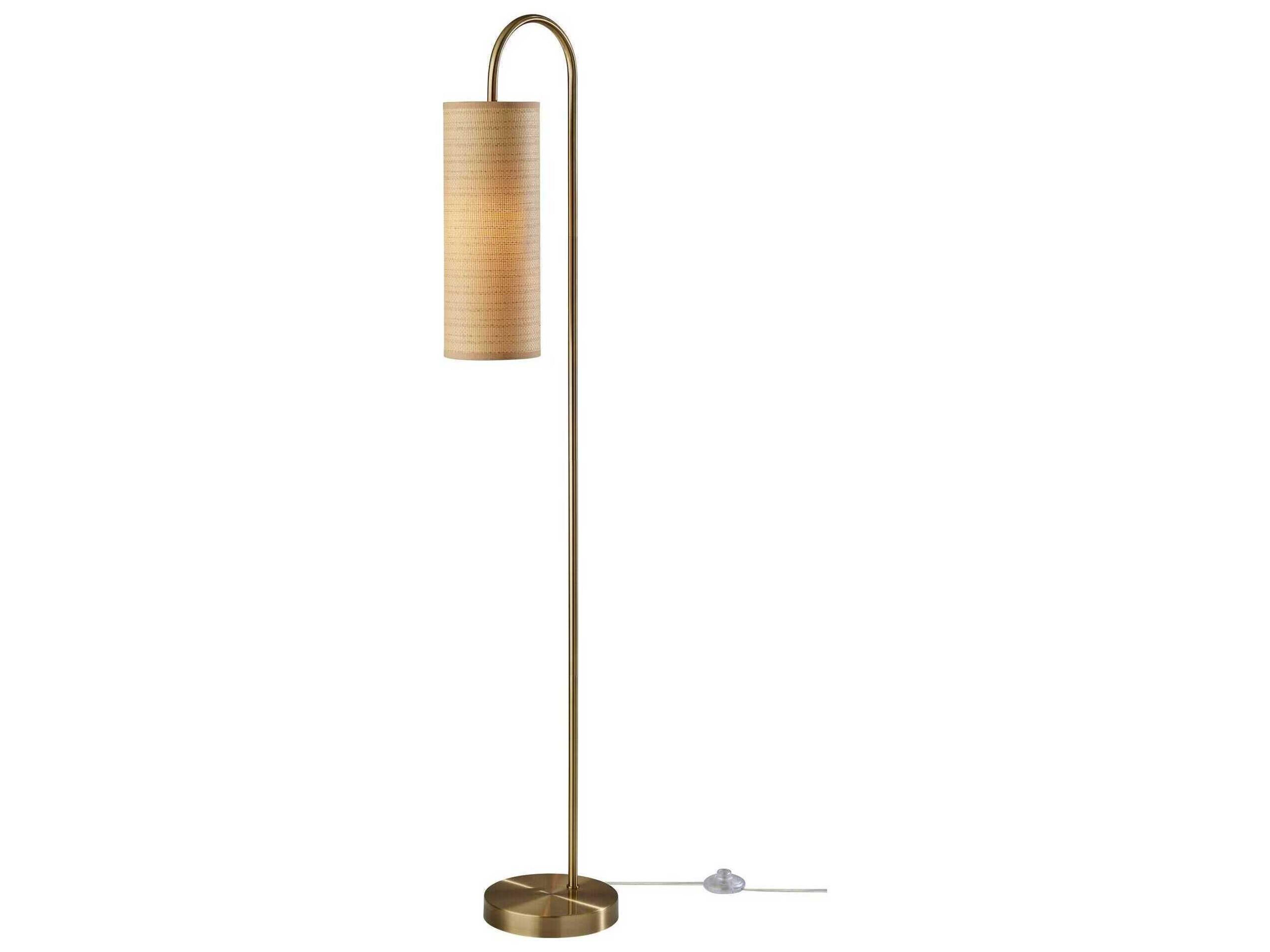 Adesso Mendoza Antique Brass Natural Woven Paper Floor Lamp