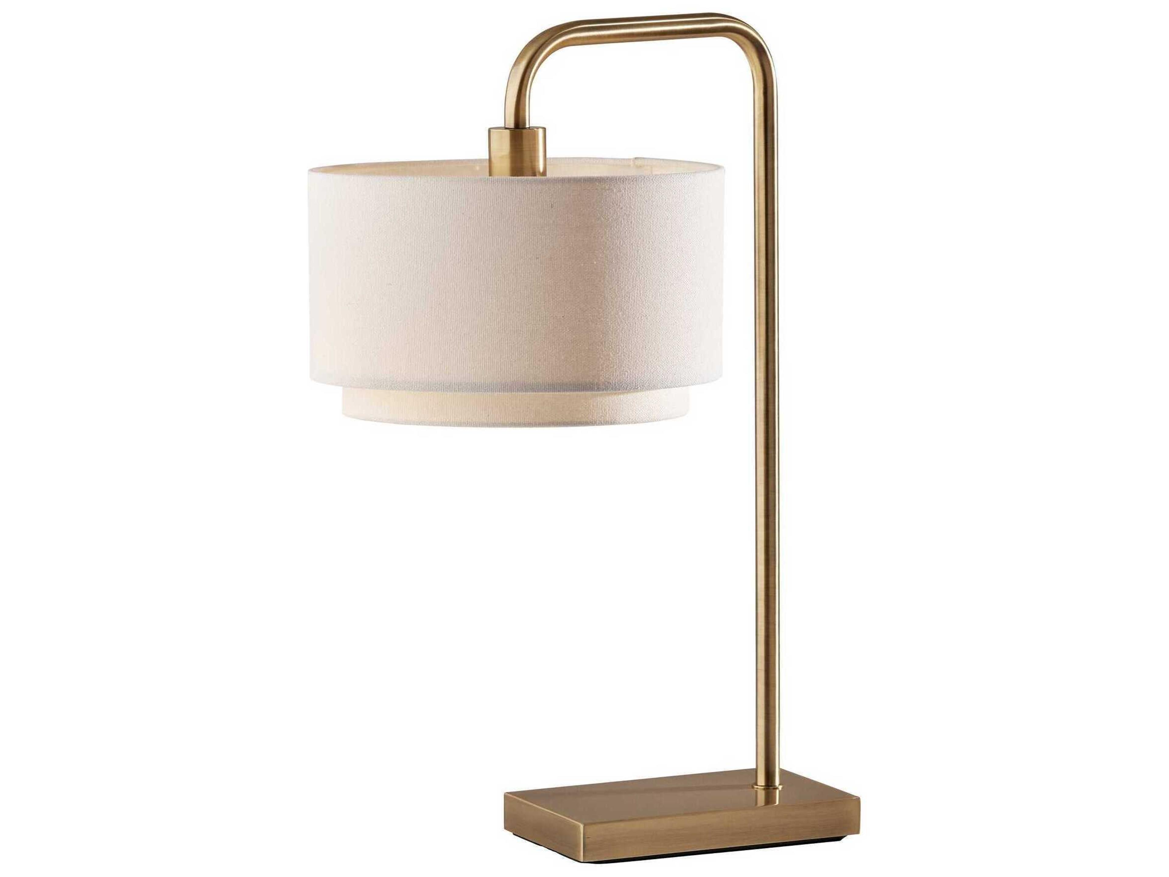 Adesso Brinkley Antique Brass White Fabric Buffet Lamp