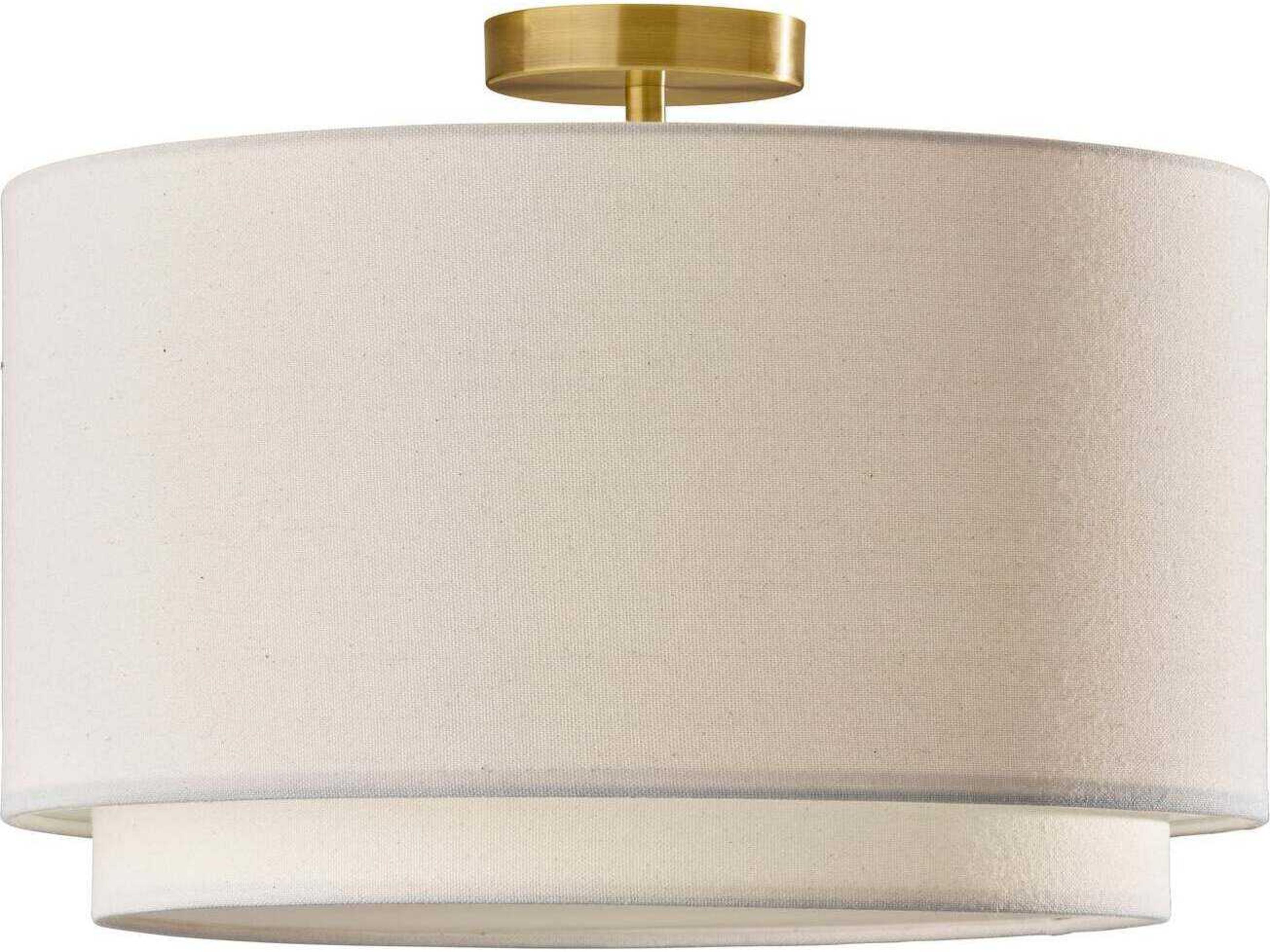 Adesso Finley Antique Brass Drum Flush Mount