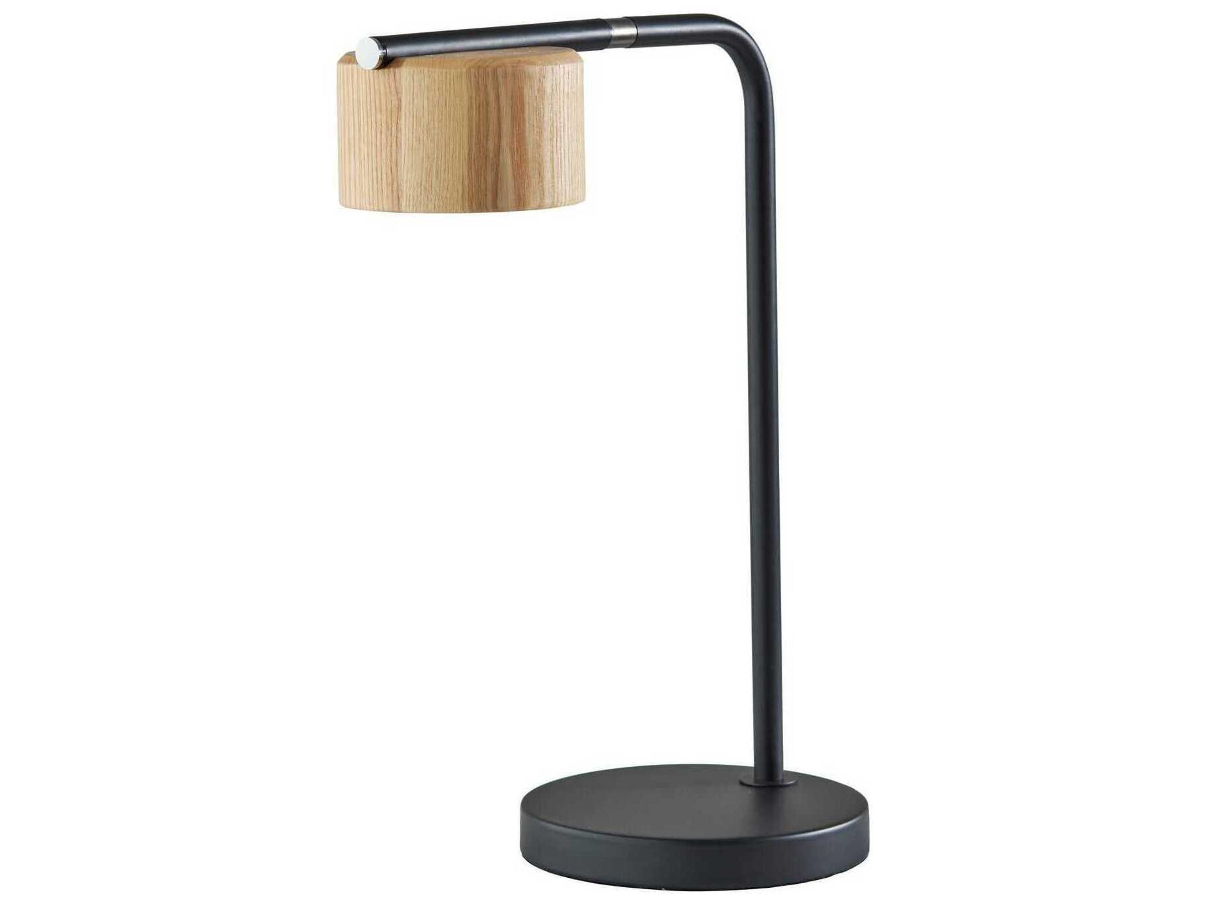 Adesso Roman Black Natural Wood Desk Lamp