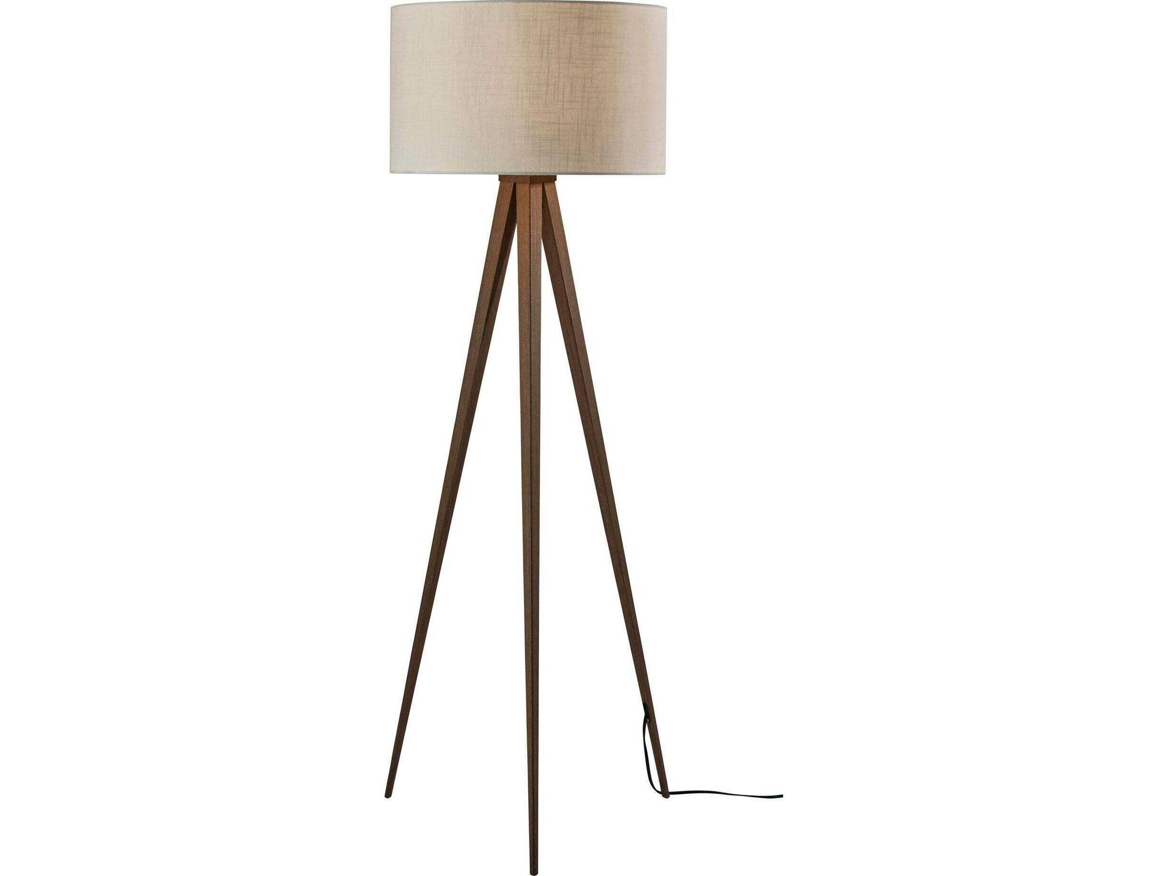 Adesso Director Metal Rosewood Veneer Brown Floor Lamp