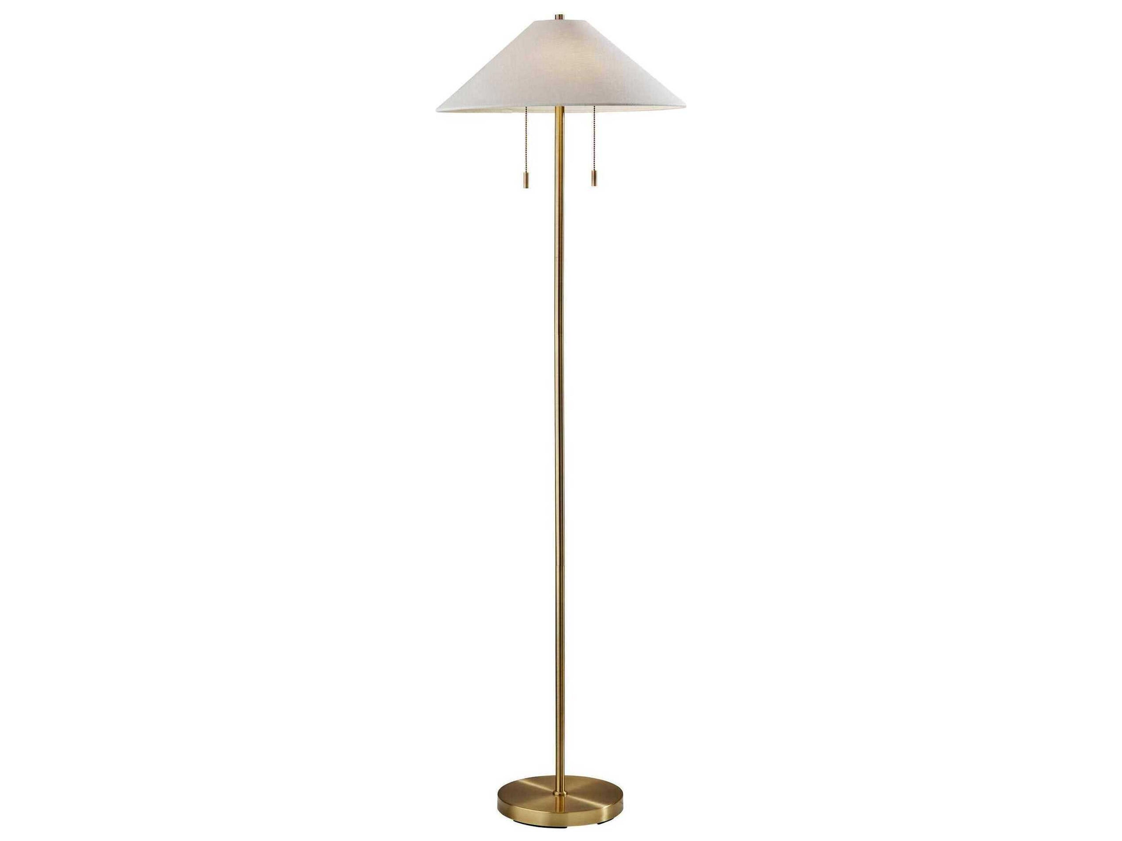 Adesso Claremont Antique Brass Floor Lamp