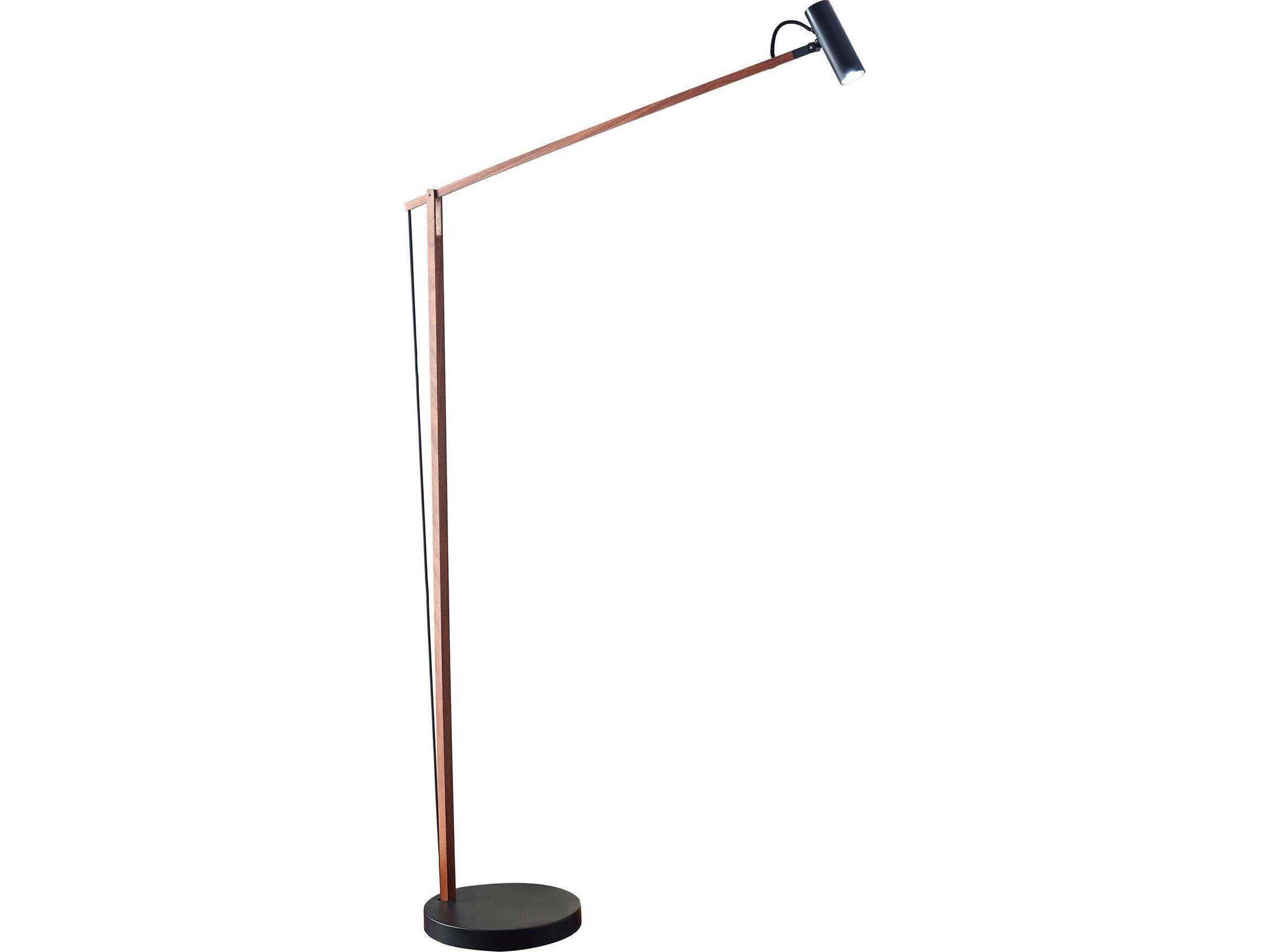 Adesso Crane Walnut Black Brown Floor Lamp