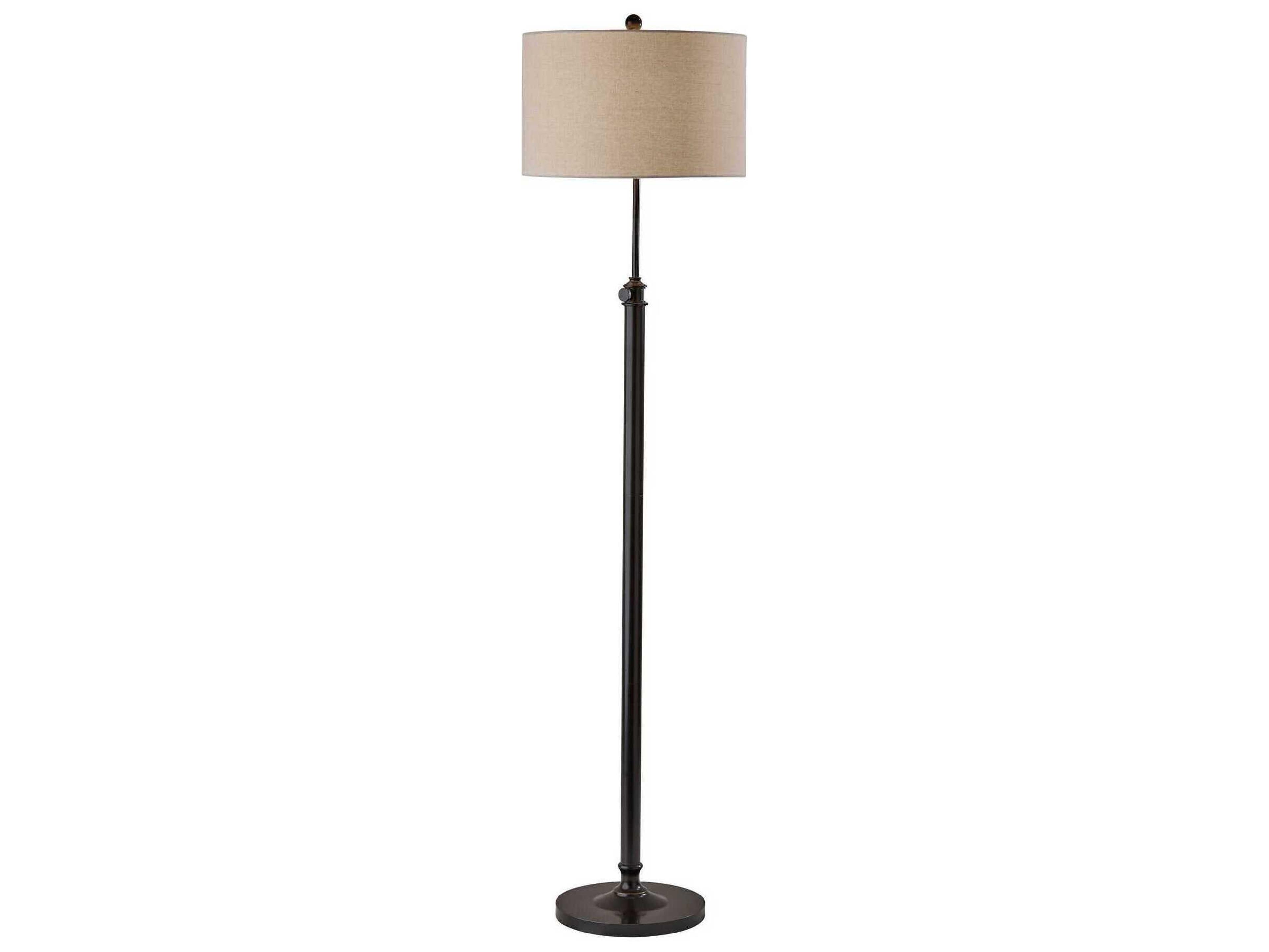 Adesso Barton Antique Bronze Oatmeal Linen Floor Lamp