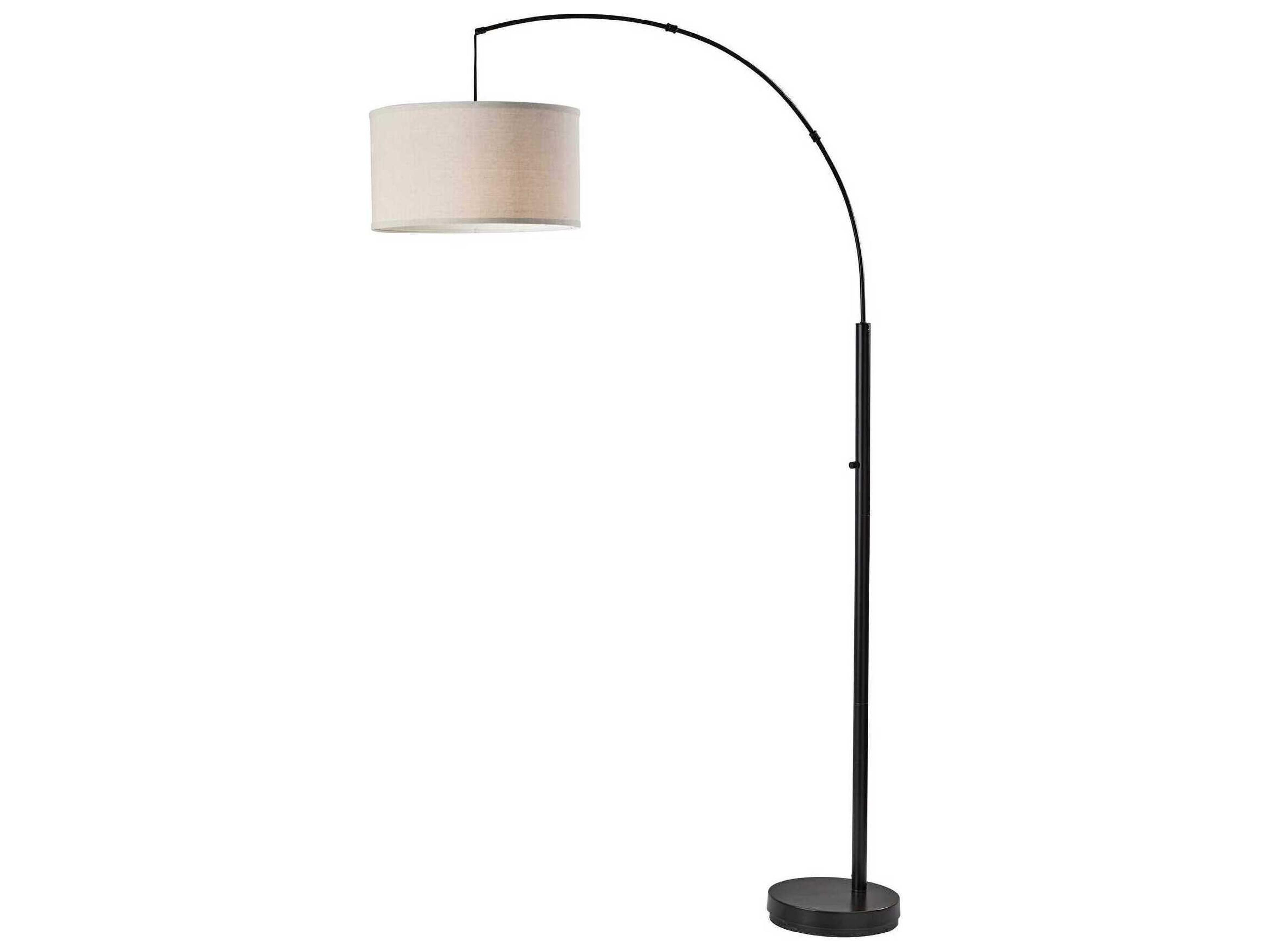 Adesso Rockwell Black Oatmeal Fabric With Trim Floor Lamp